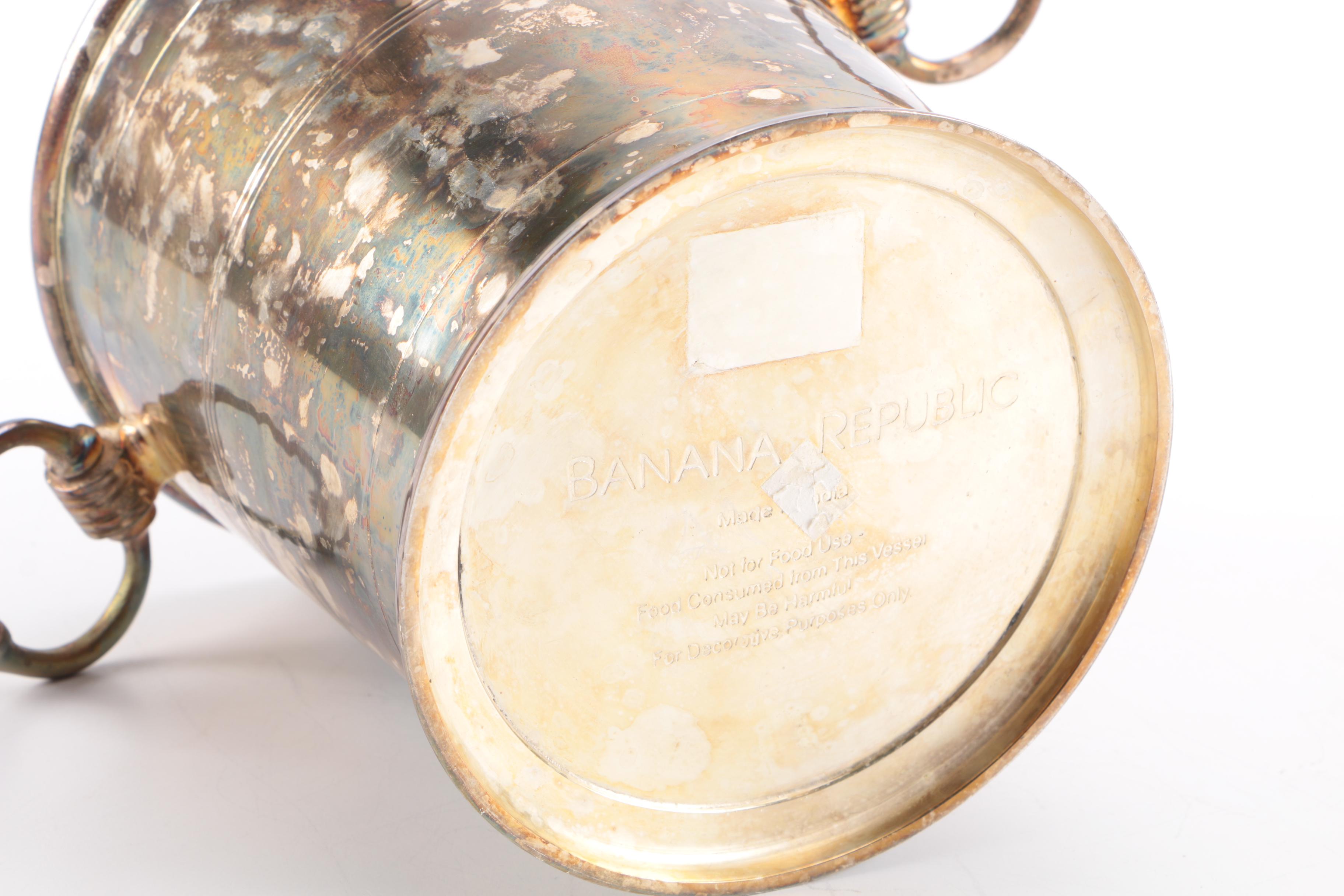 Banana Republic Silver Plate Ice Bucket with Compote