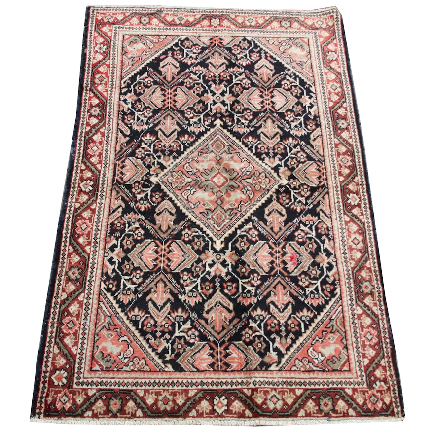 Semi-Antique Hand-Knotted Mahal Wool Area Rug
