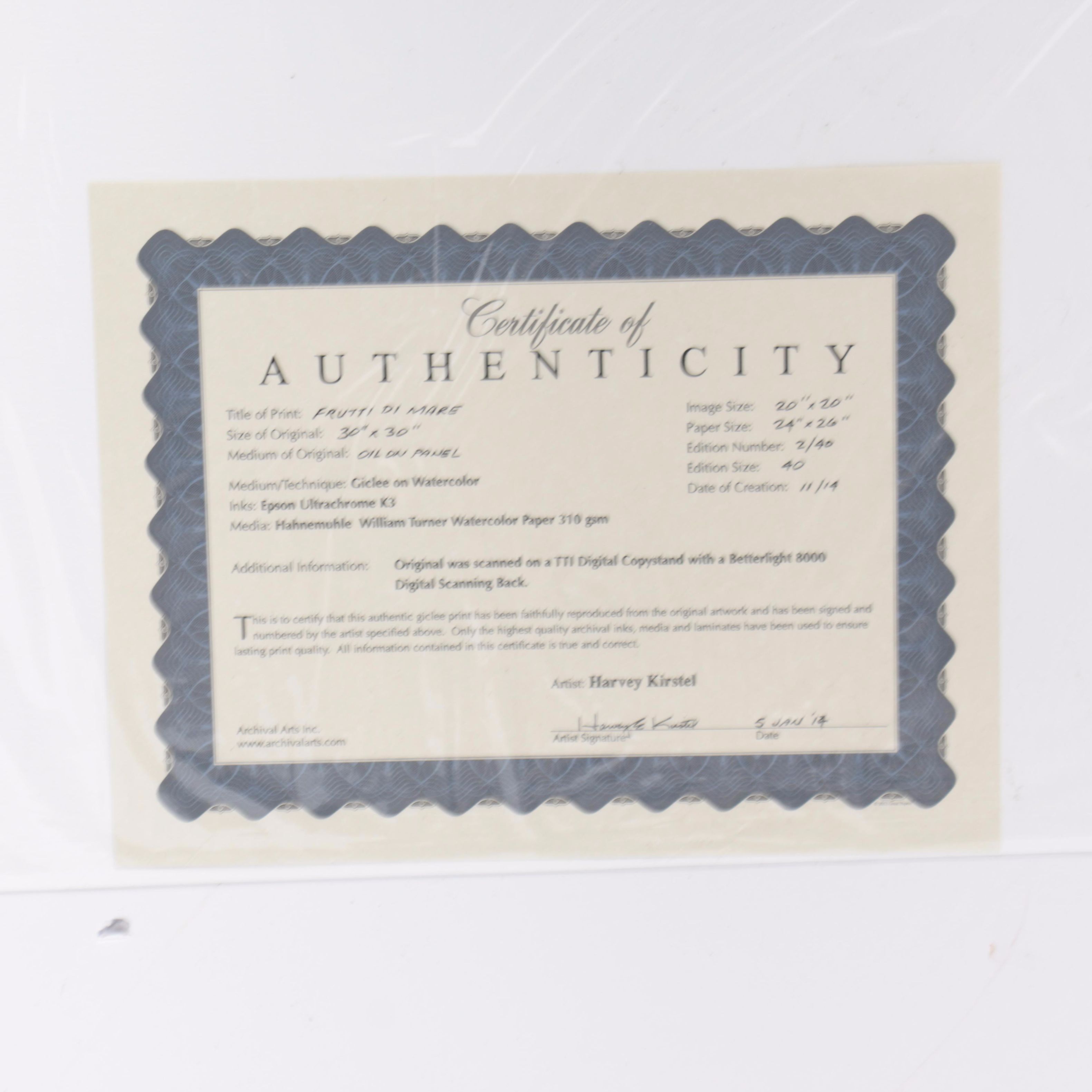 Harvey Kirstel Limited Edition Giclées "Fruit Flies" and "Frutti di Mare"