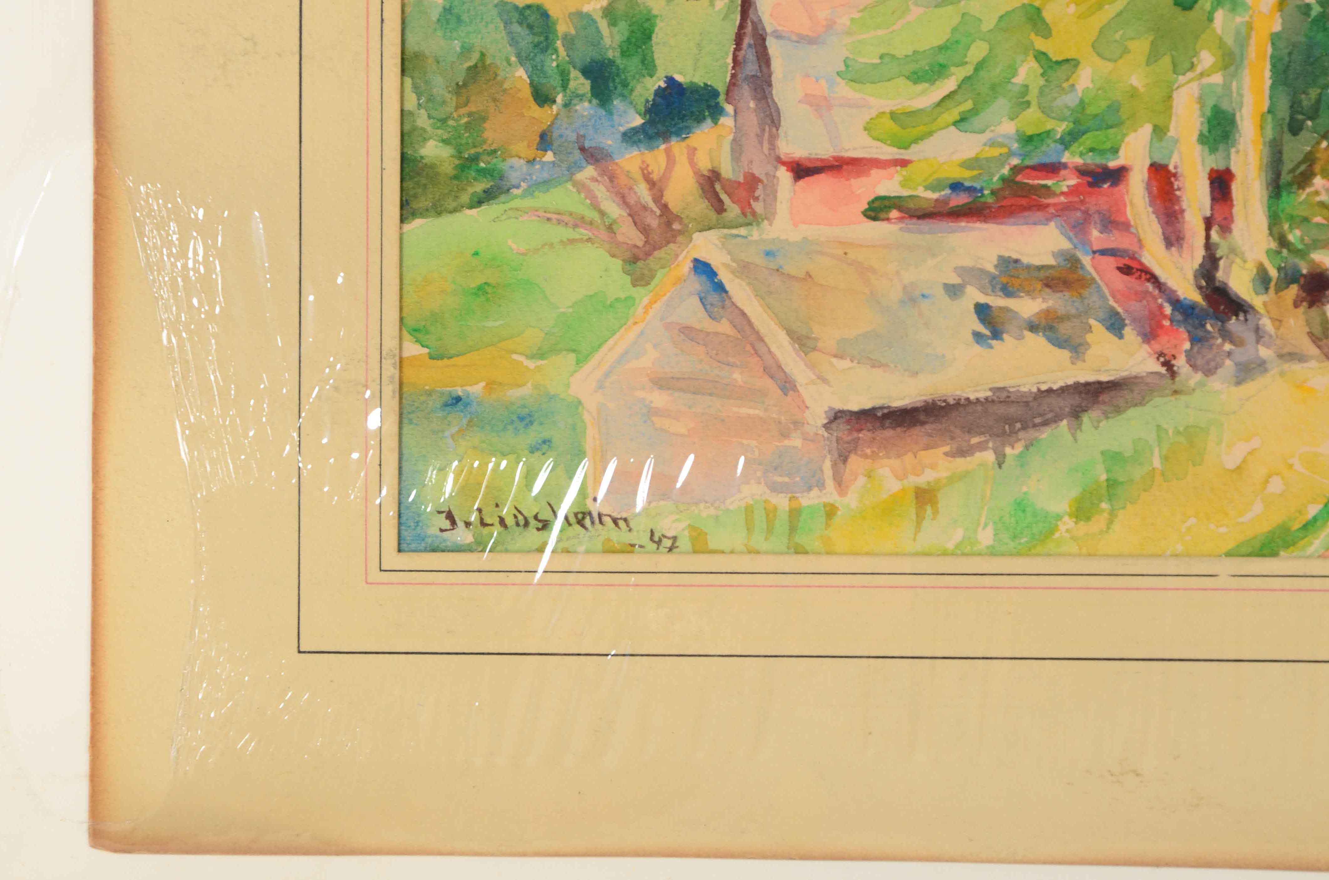 Johannes Lidsheim Original 1947 Watercolor Painting