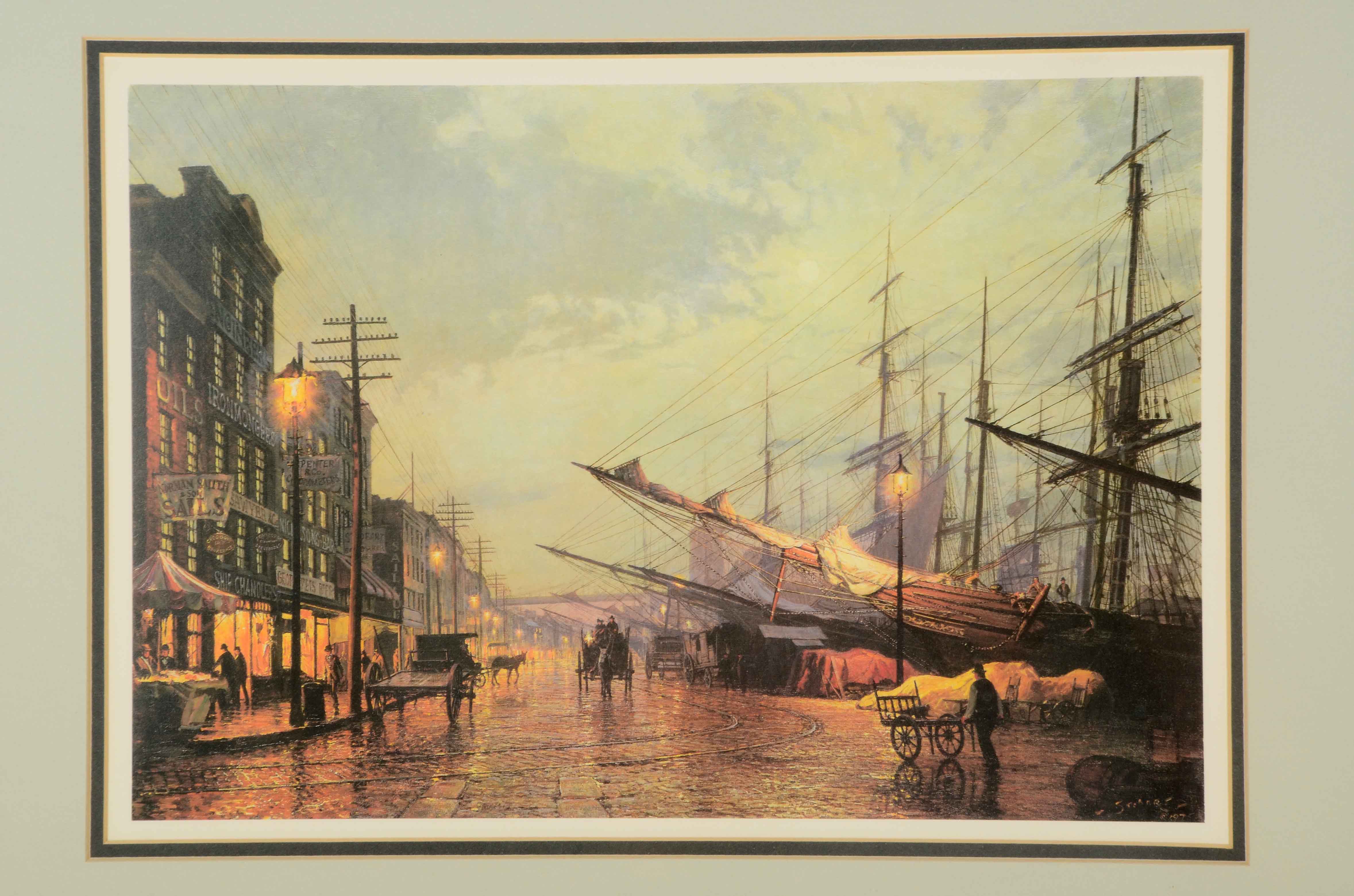 Offset Lithograph after John Stobart's "South Street, New York in 1800"
