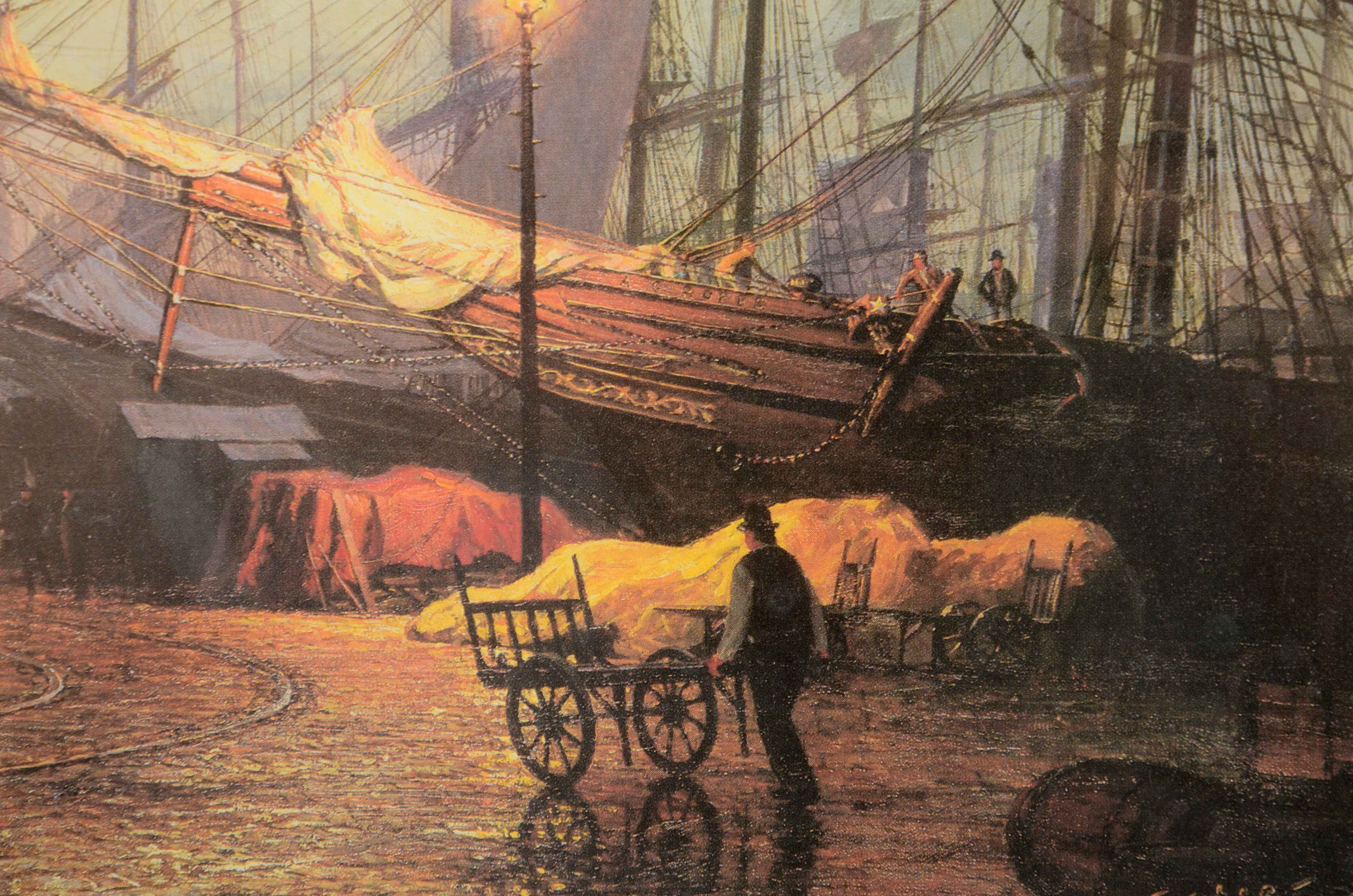 Offset Lithograph after John Stobart's "South Street, New York in 1800"