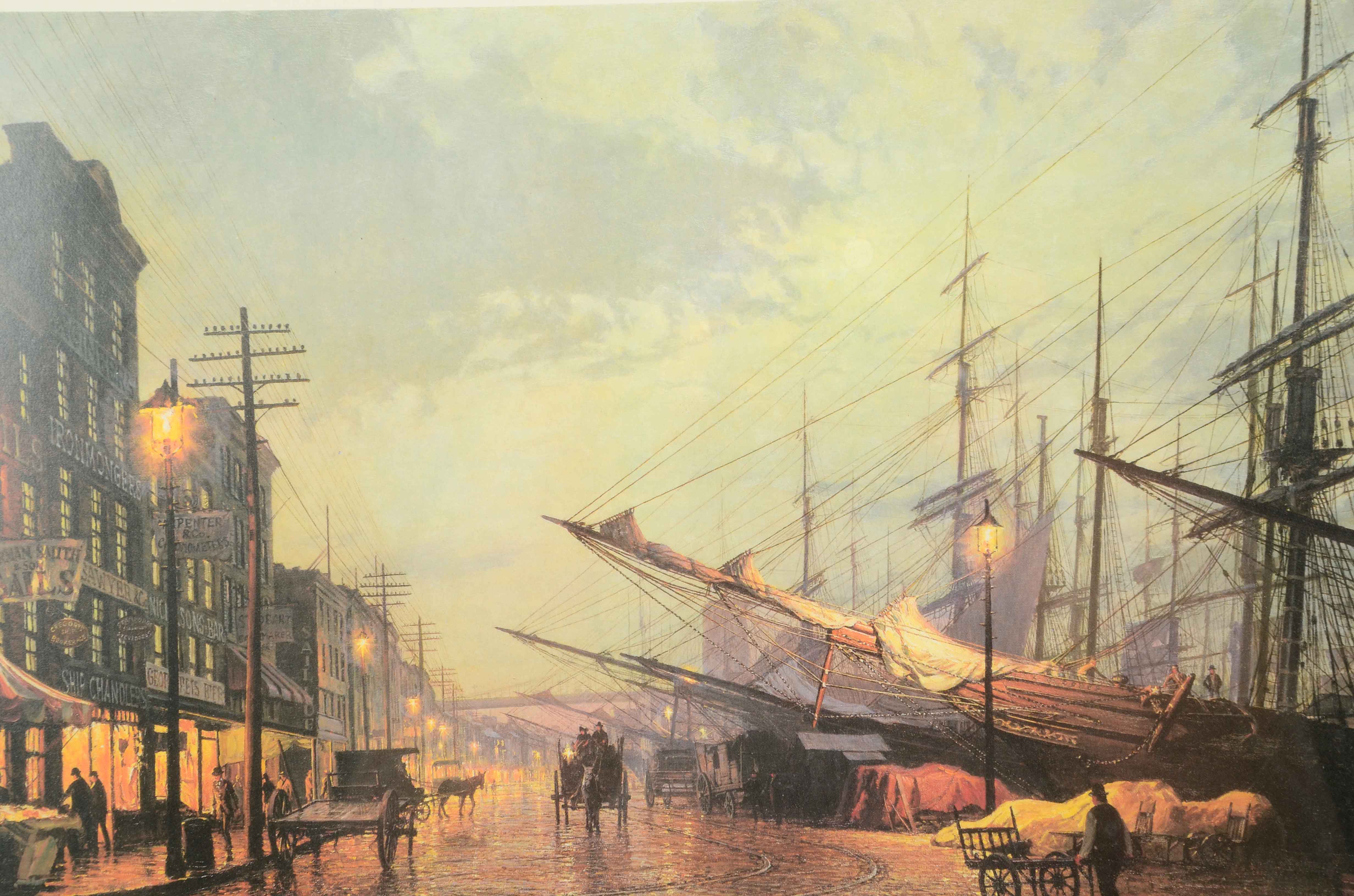 Offset Lithograph after John Stobart's "South Street, New York in 1800"