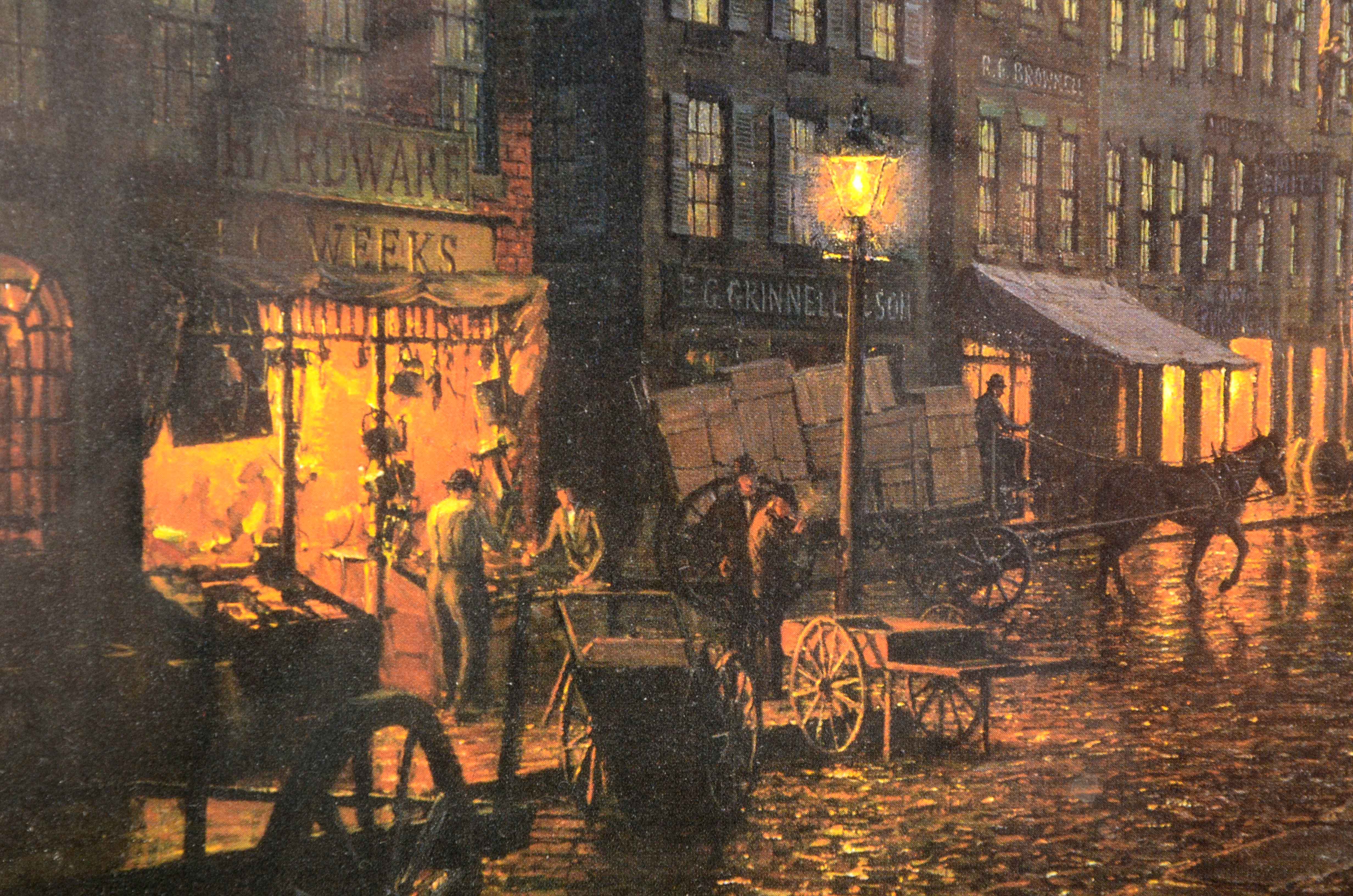Offset Lithograph after John Stobart's "Maiden Lane, New York in 1800"