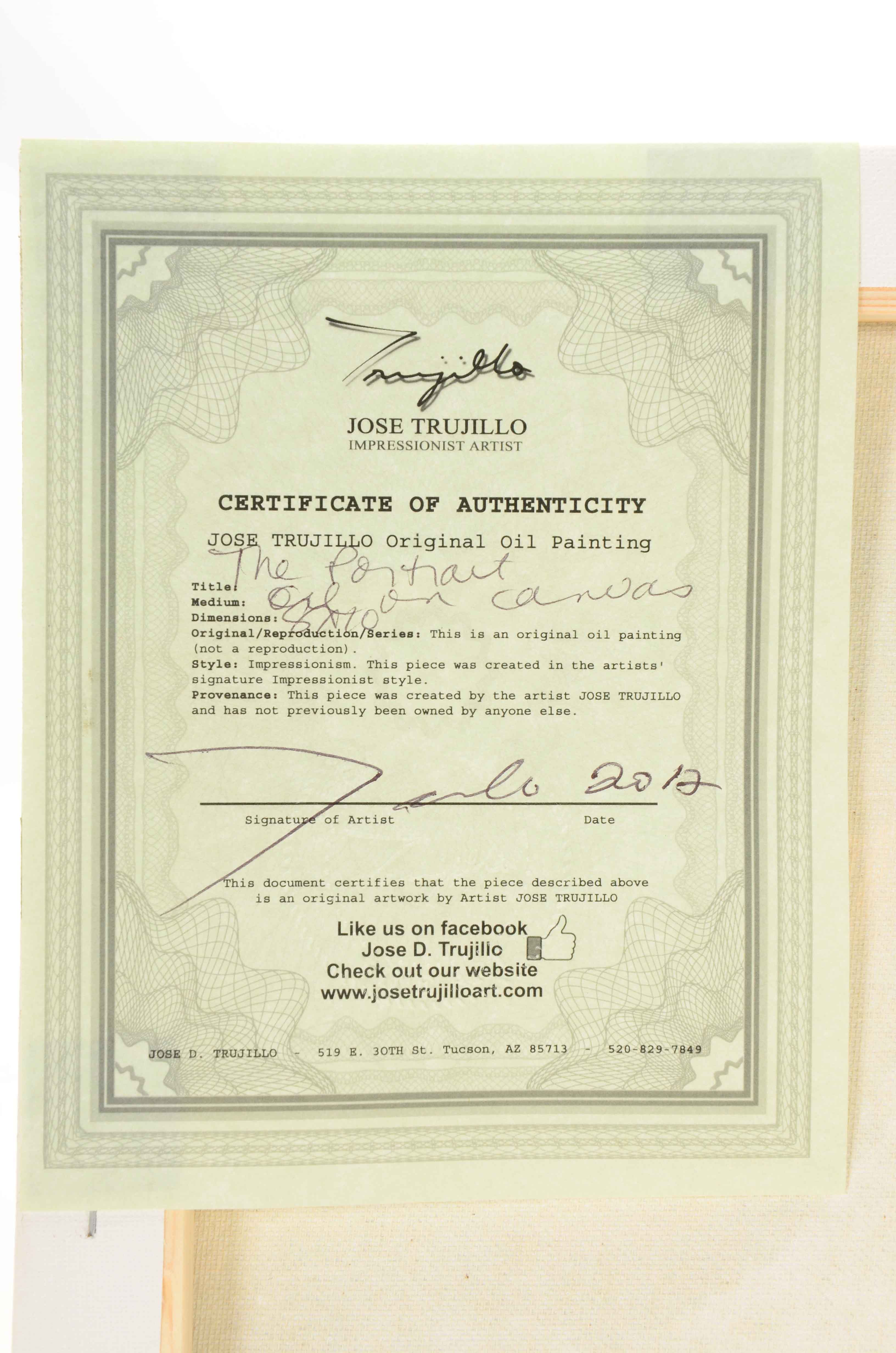 Jose Trujillo Original Oil Painting on Canvas "The Portrait"