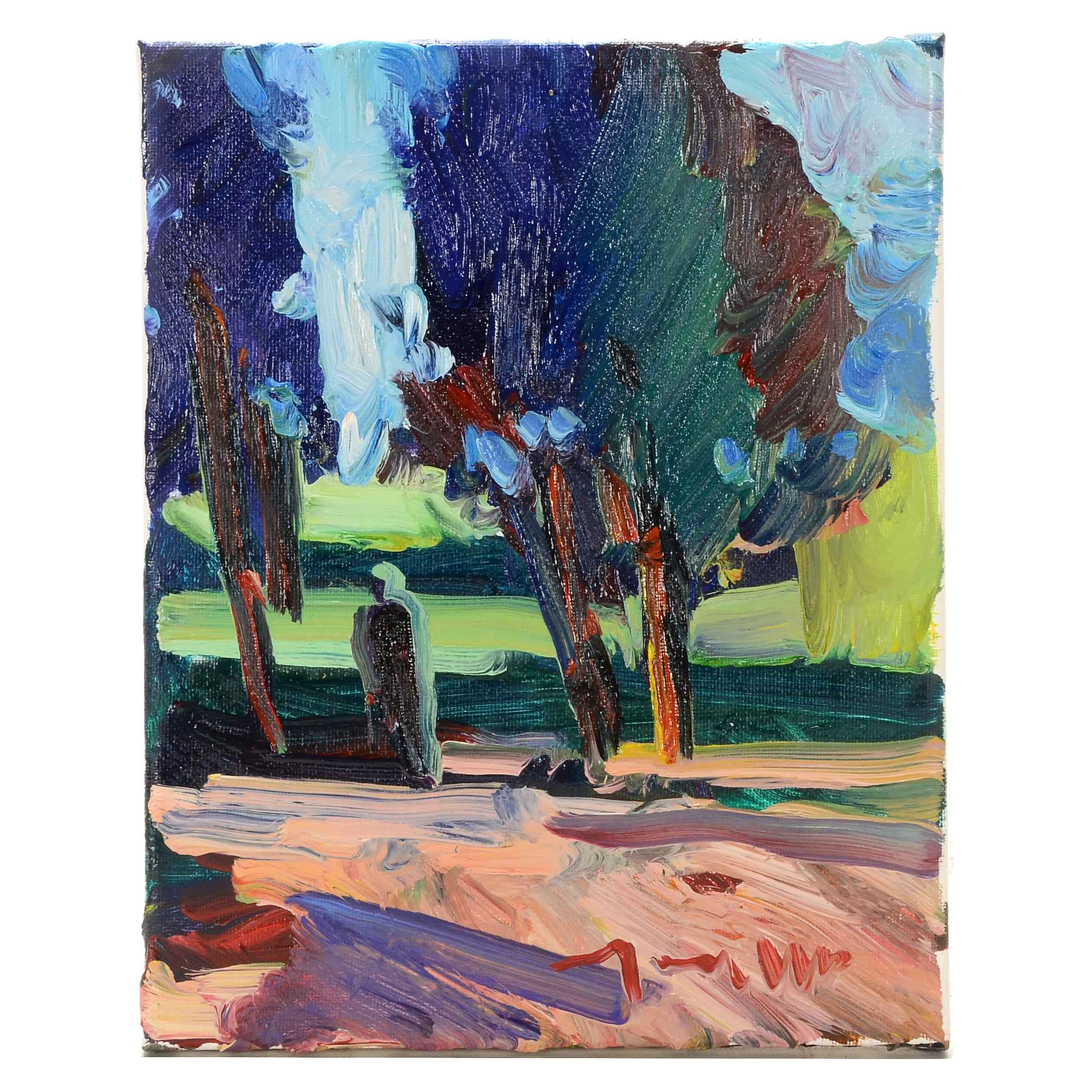 Jose Trujillo Original Oil Painting on Canvas "At the Park"