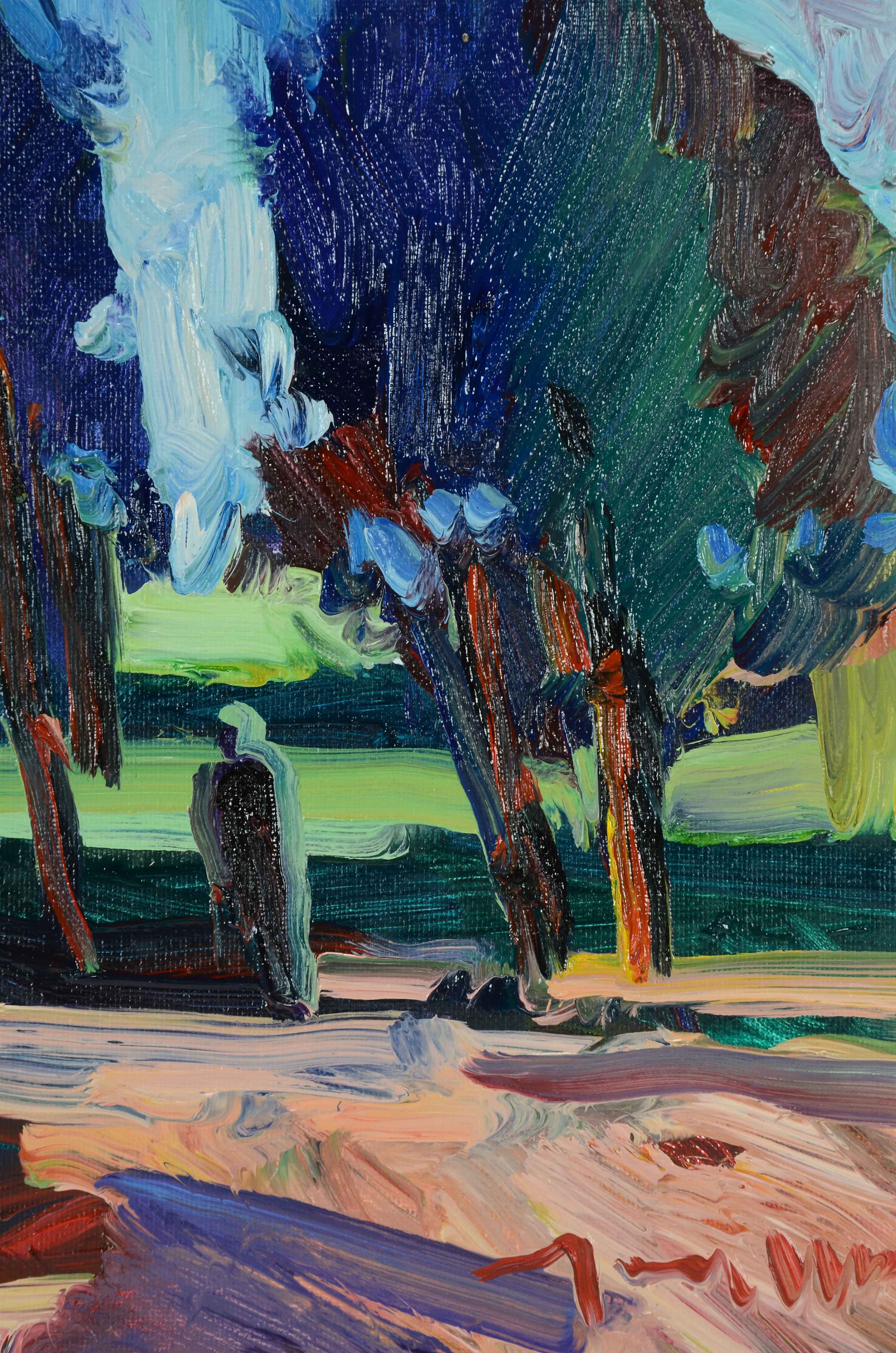 Jose Trujillo Original Oil Painting on Canvas "At the Park"