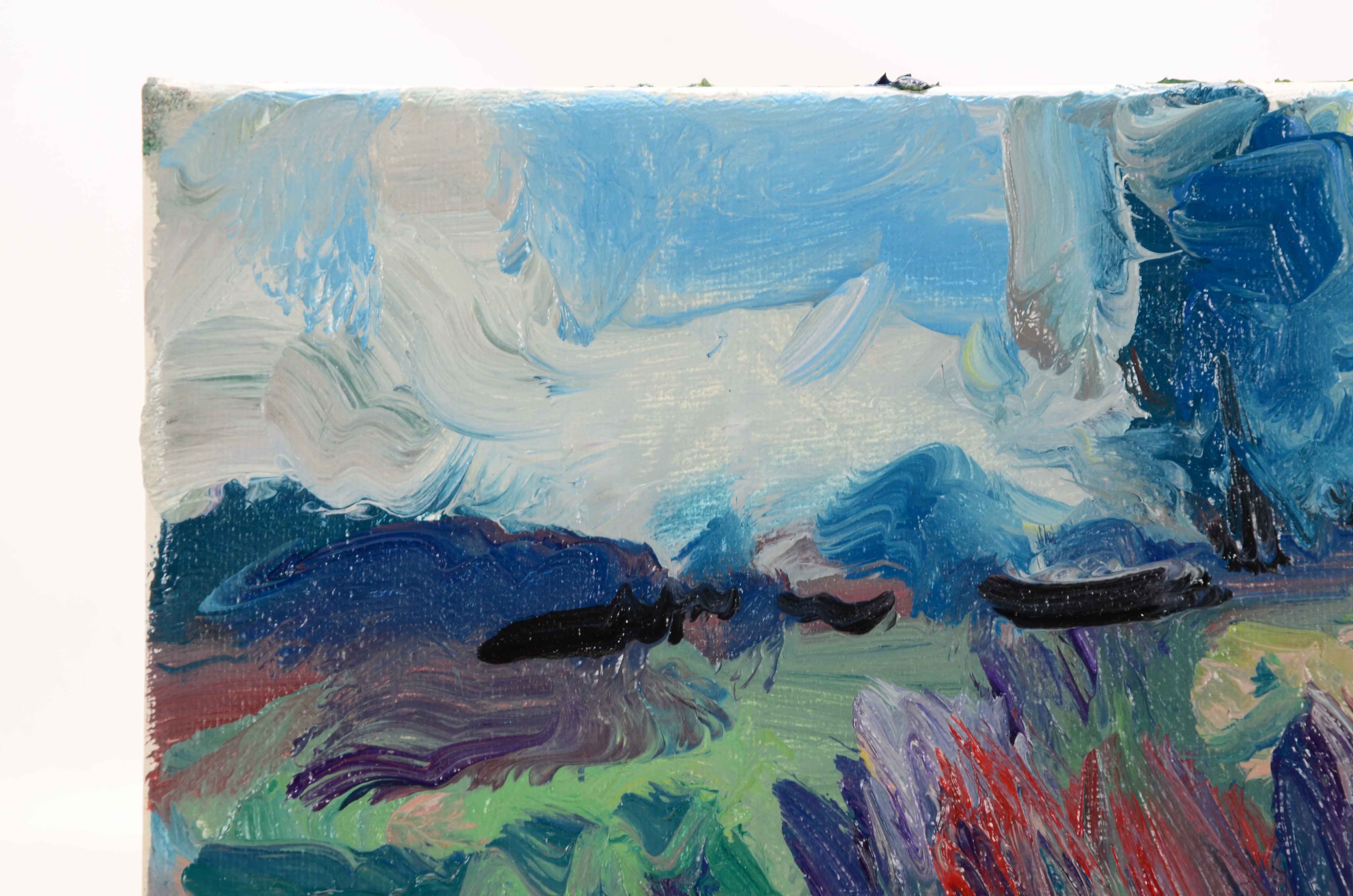 Jose Trujillo Original Oil Painting on Canvas "Lavender Hillside"