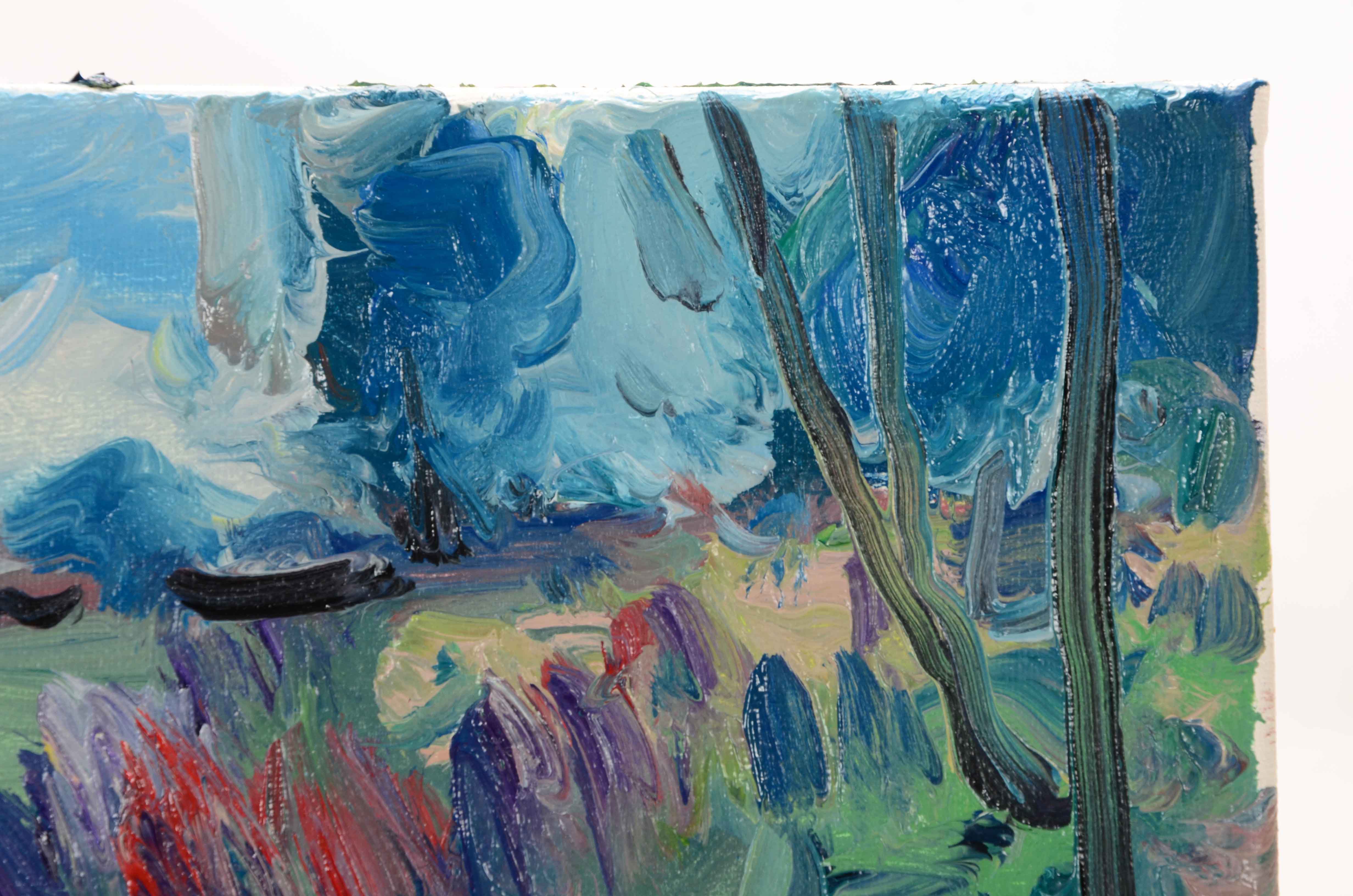 Jose Trujillo Original Oil Painting on Canvas "Lavender Hillside"