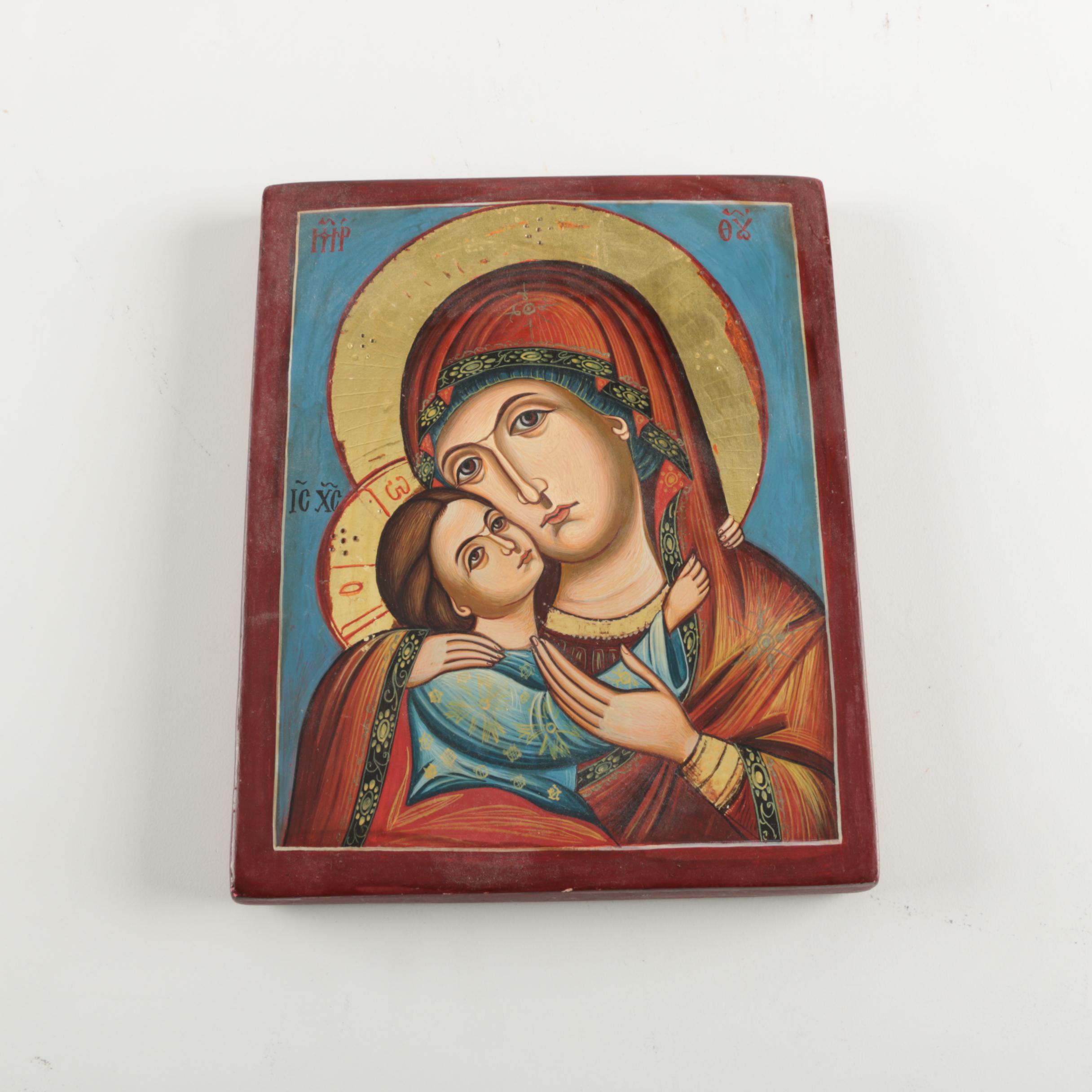 Marinella Dimitrova Tempera on Wood "The Mother of God"