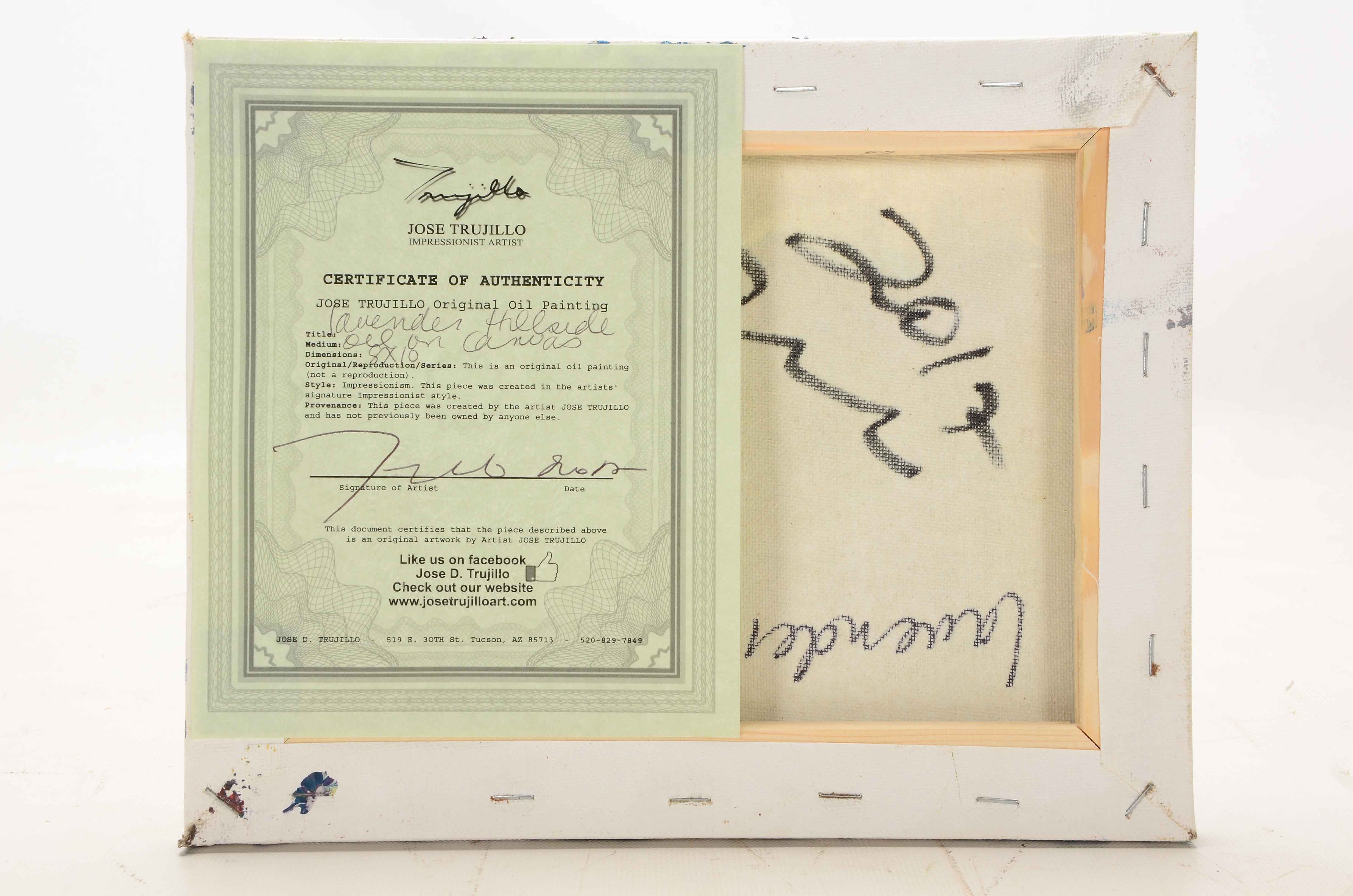 Jose Trujillo Original Oil Painting on Canvas "Lavender Hillside"