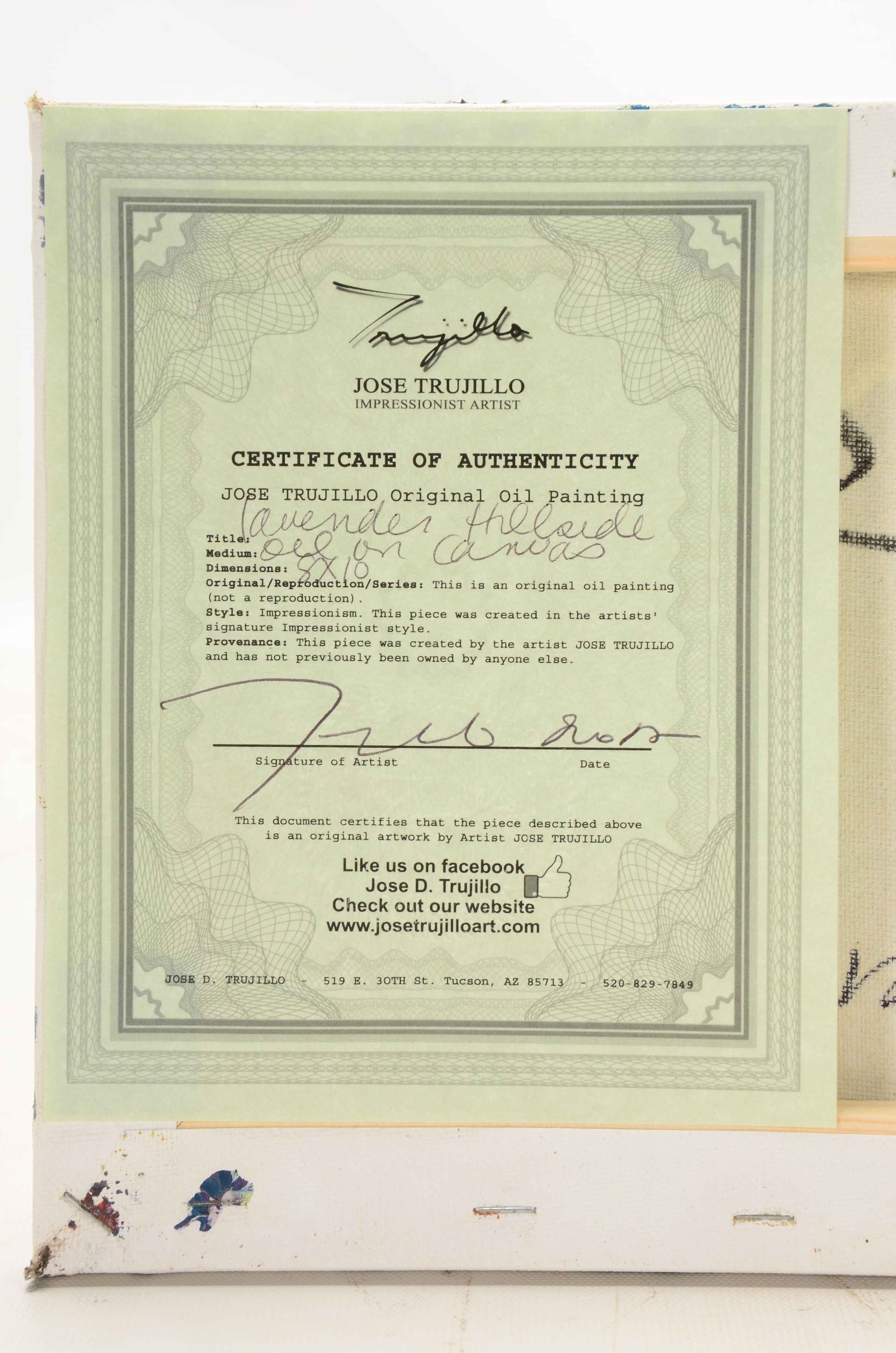 Jose Trujillo Original Oil Painting on Canvas "Lavender Hillside"