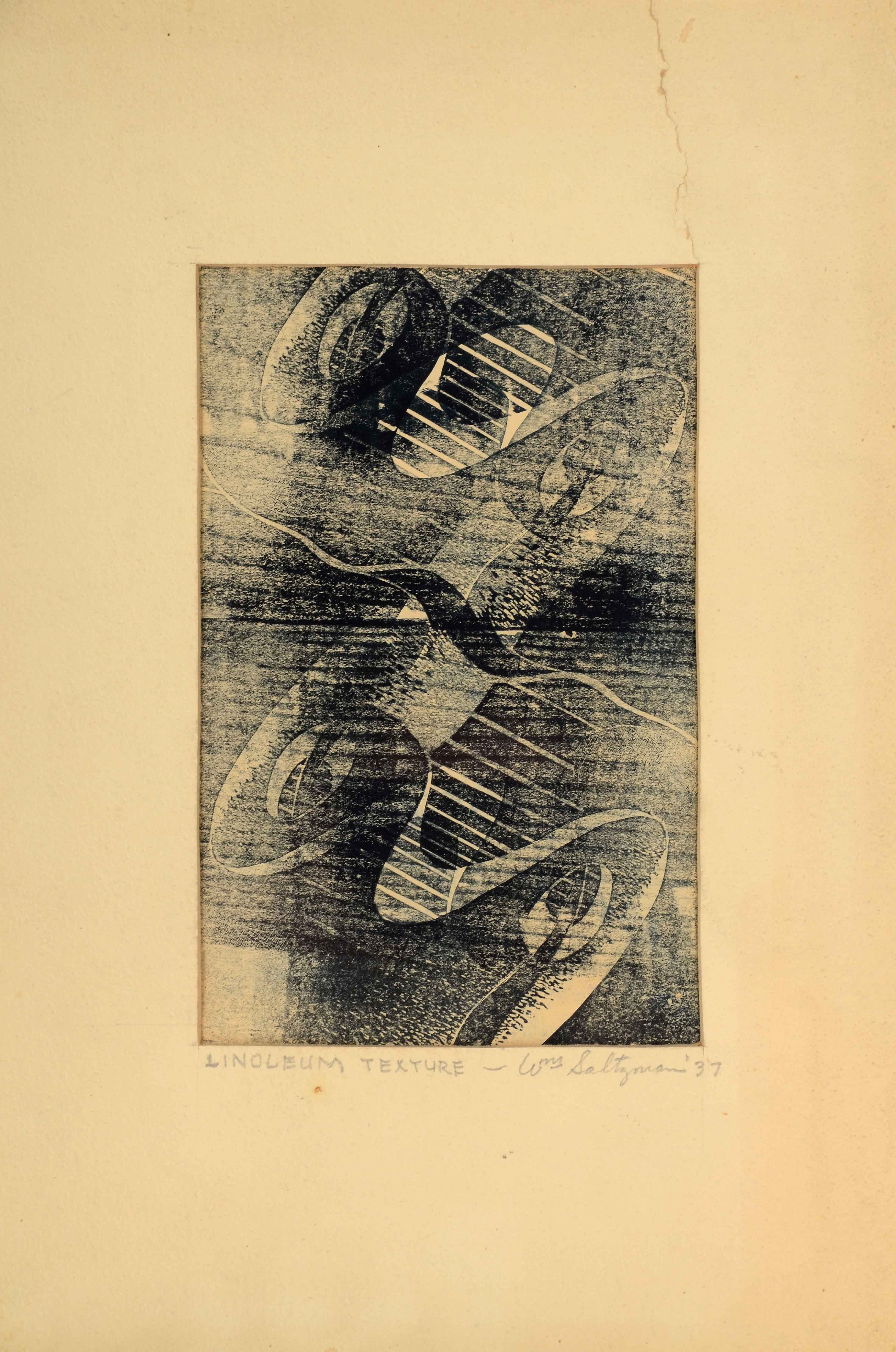 William Saltzman Signed Abstract Relief Print "Linoleum Texture"