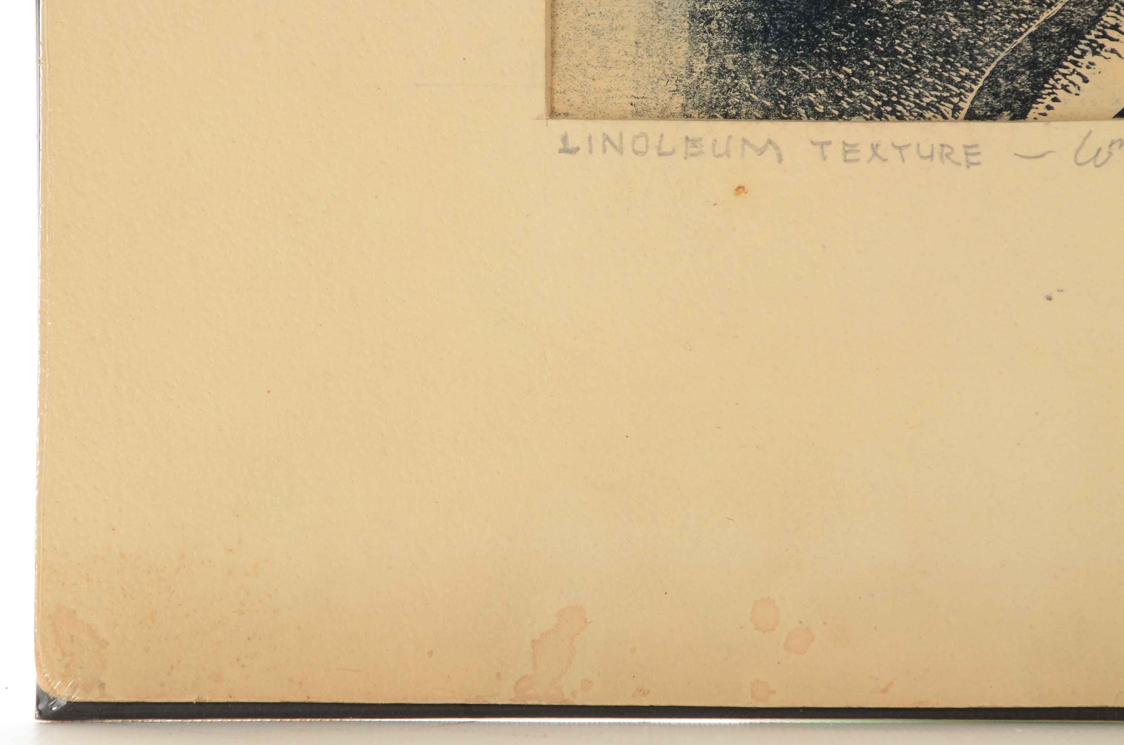 William Saltzman Signed Abstract Relief Print "Linoleum Texture"