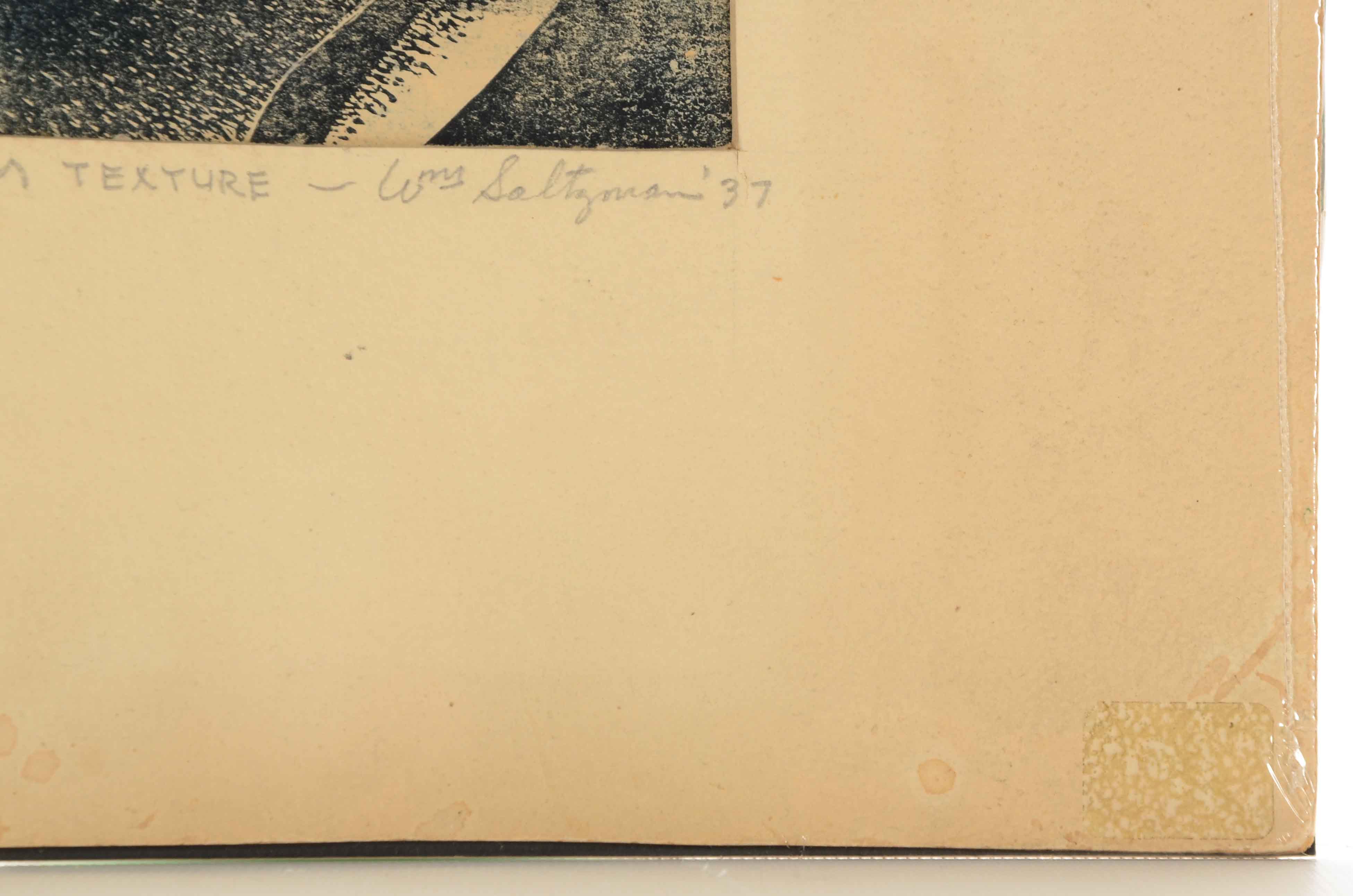 William Saltzman Signed Abstract Relief Print "Linoleum Texture"