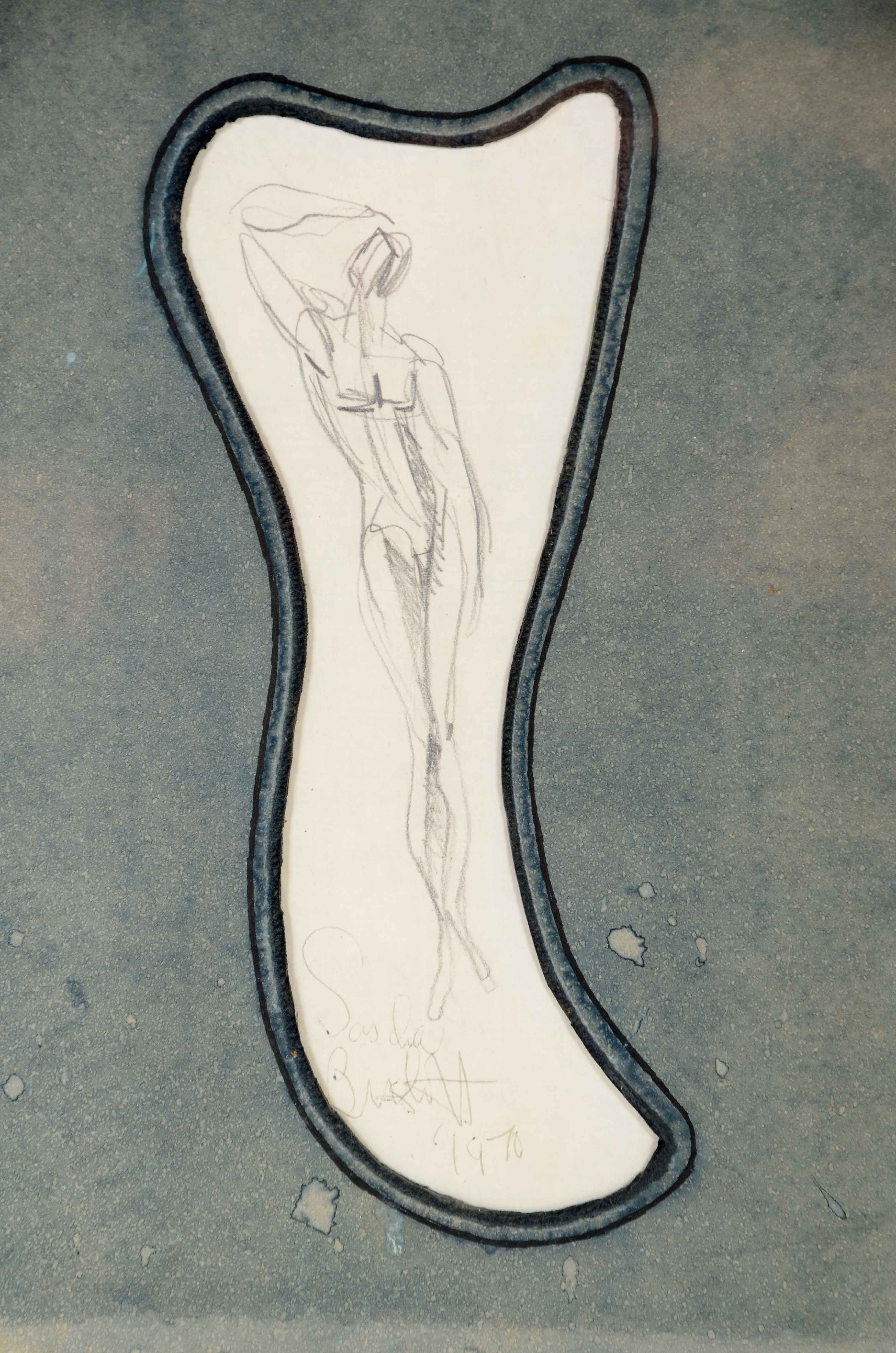 Sascha Brastoff Original Signed Graphite Figure Study