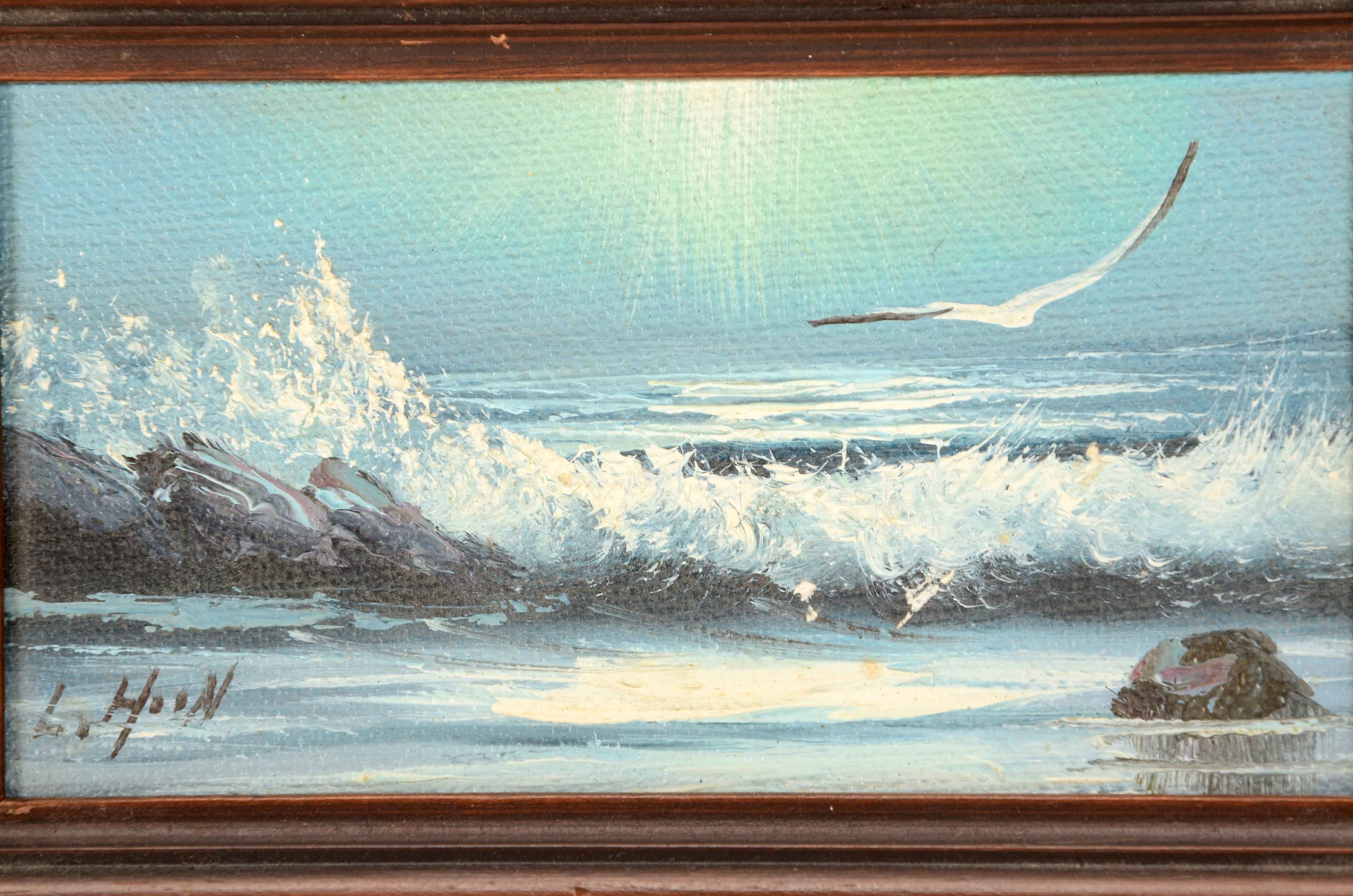 L. Hoon Miniature Oil Painting of a Seascape