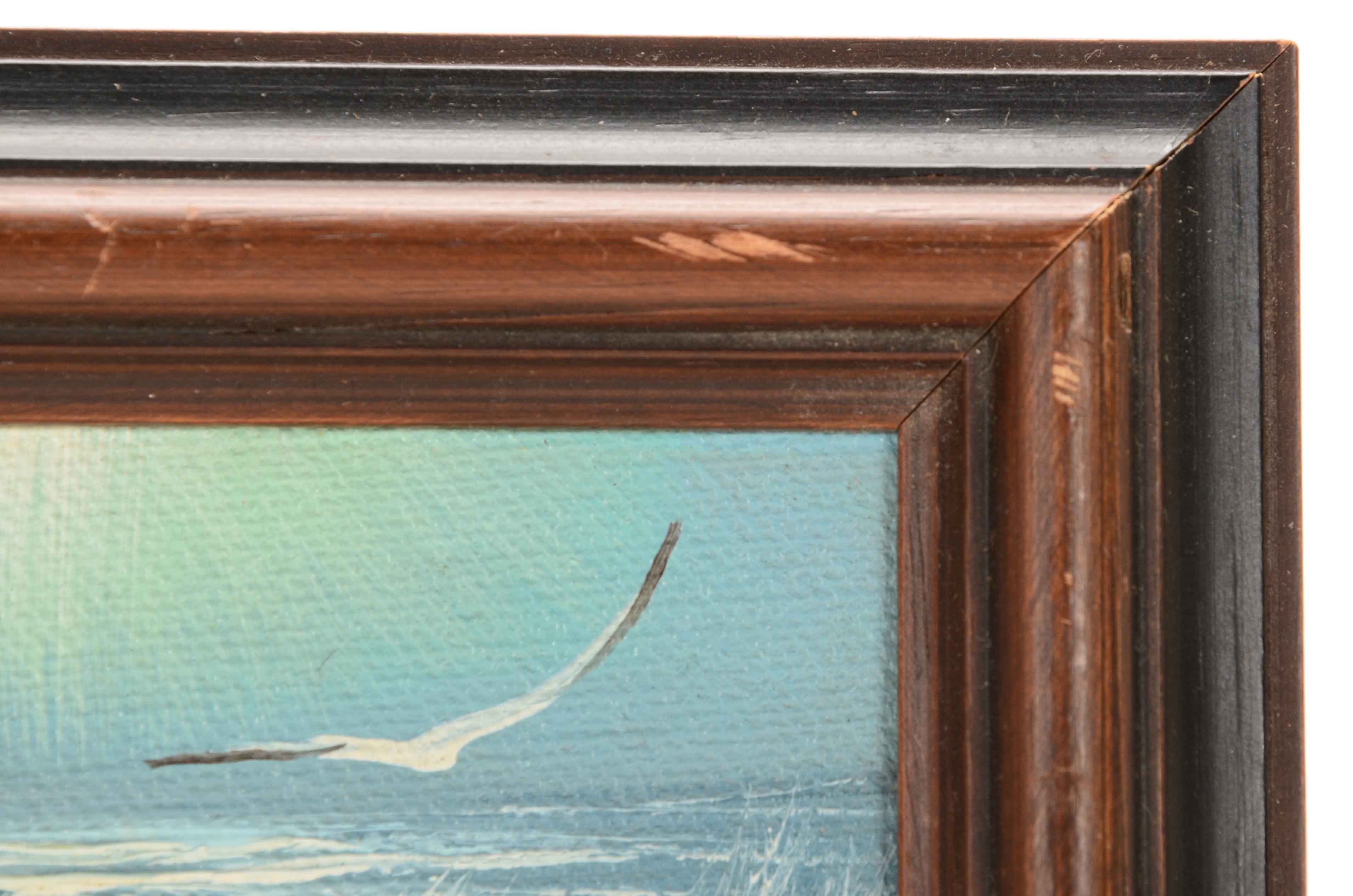 L. Hoon Miniature Oil Painting of a Seascape