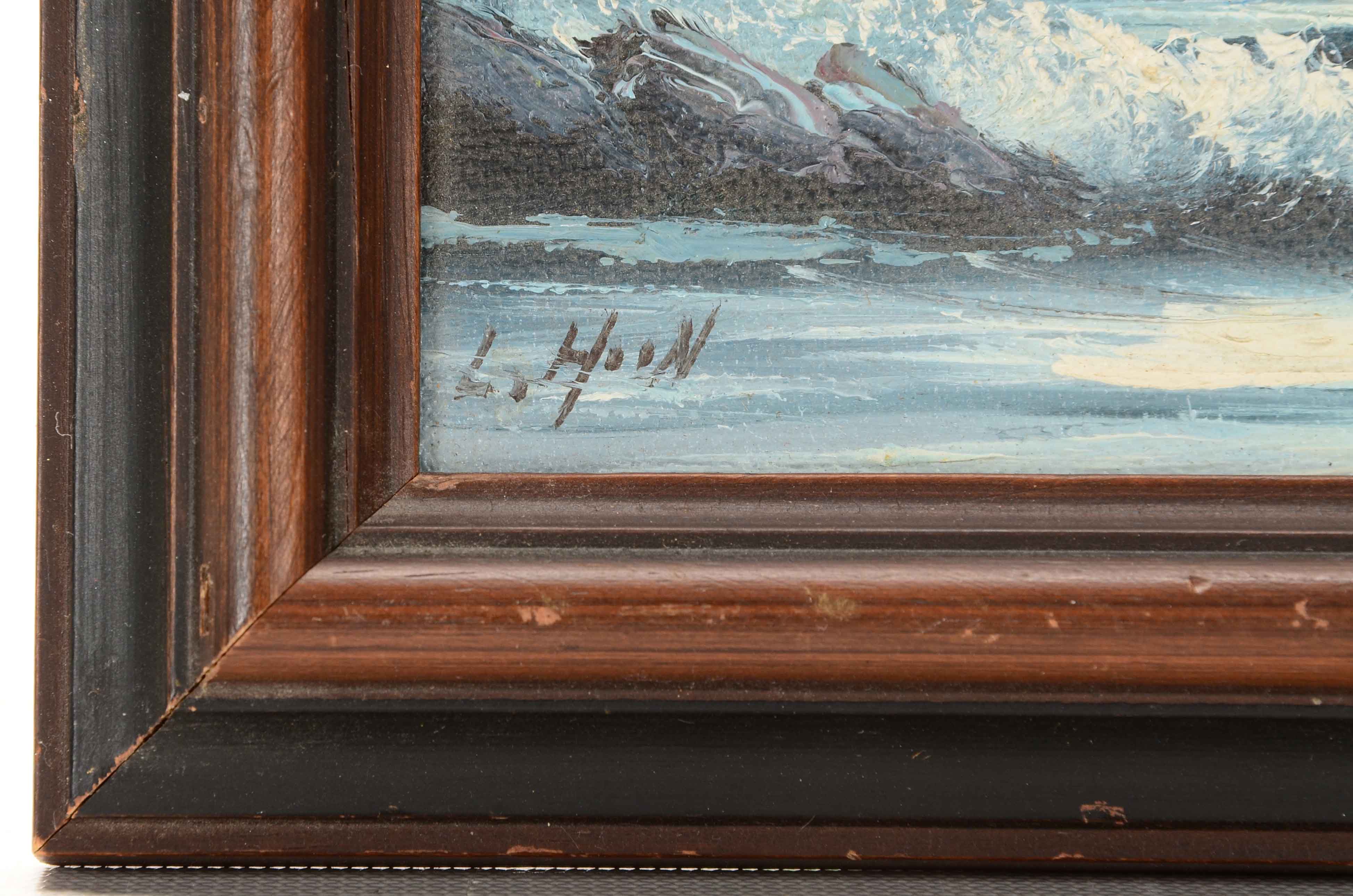 L. Hoon Miniature Oil Painting of a Seascape