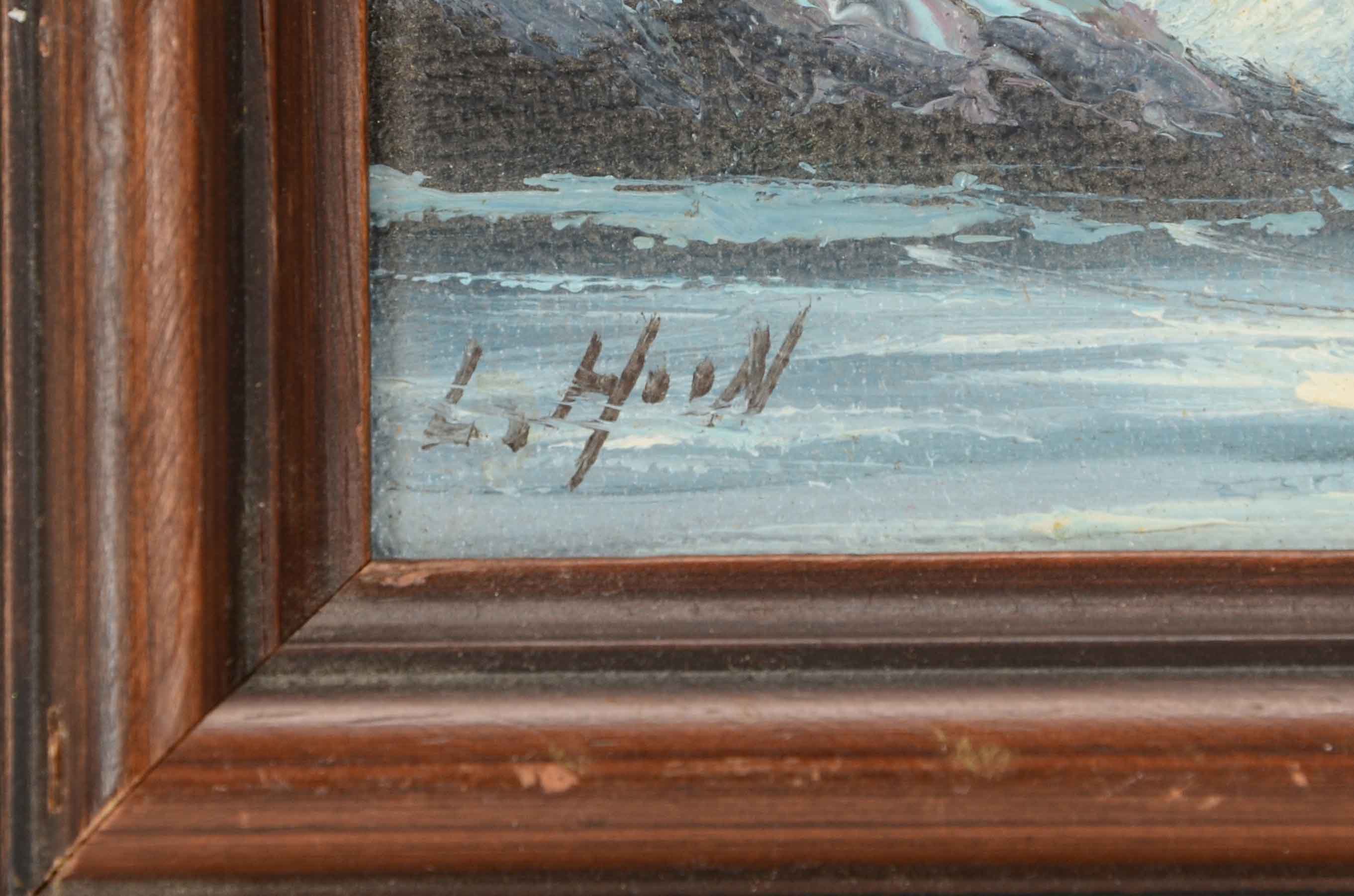 L. Hoon Miniature Oil Painting of a Seascape