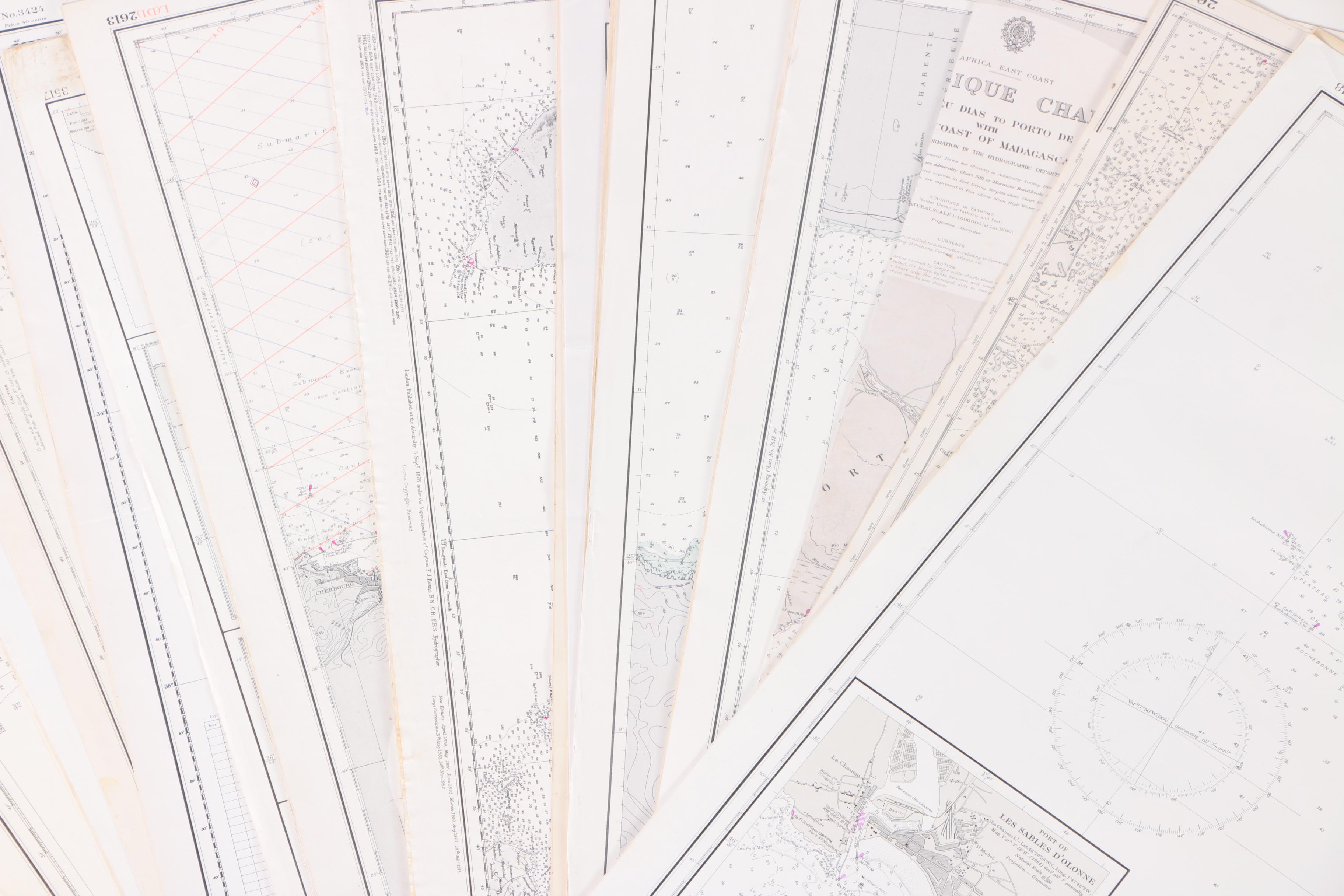 Hydrographic Maps Including France, Africa, and Asia