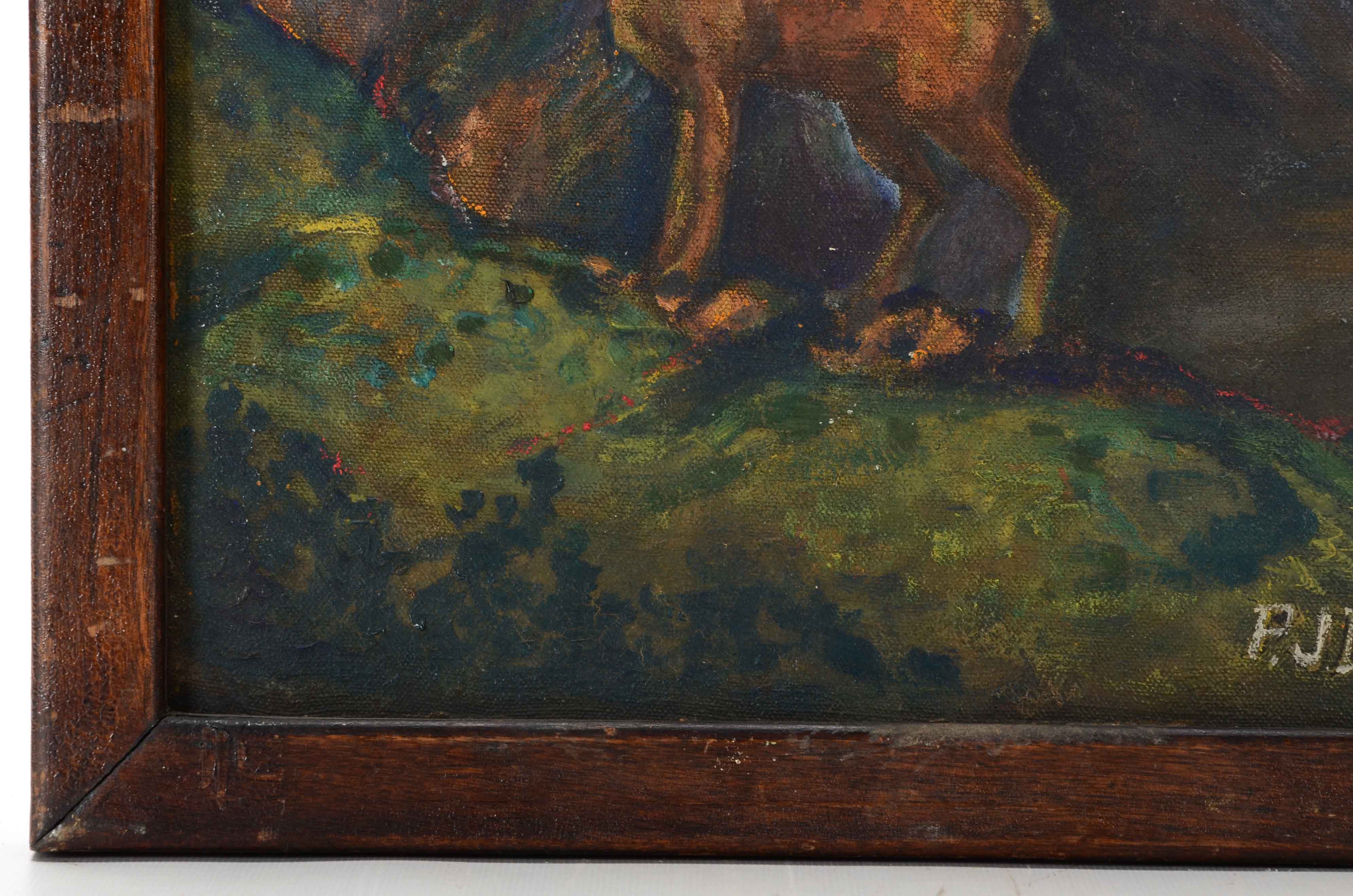 P.J. Burns Oil Painting of Deer