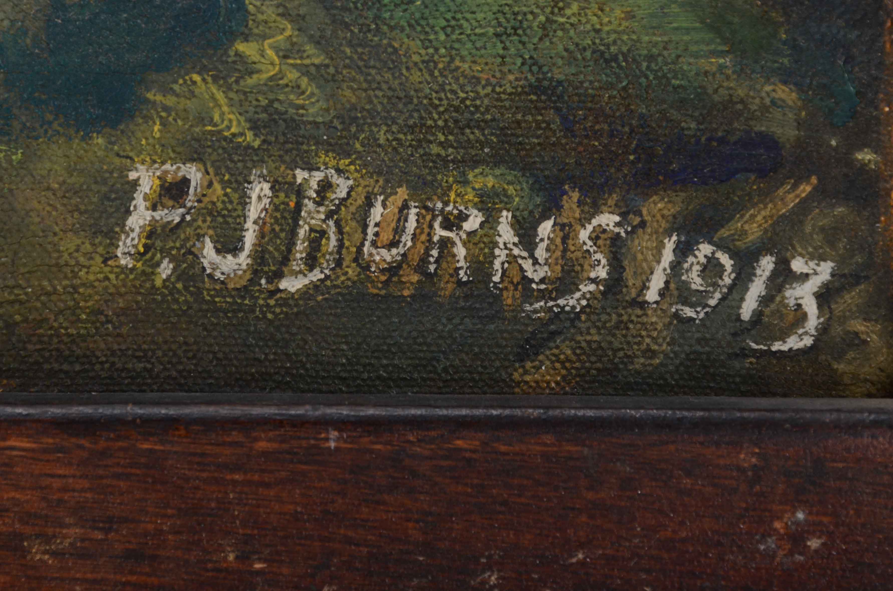 P.J. Burns Oil Painting of Deer