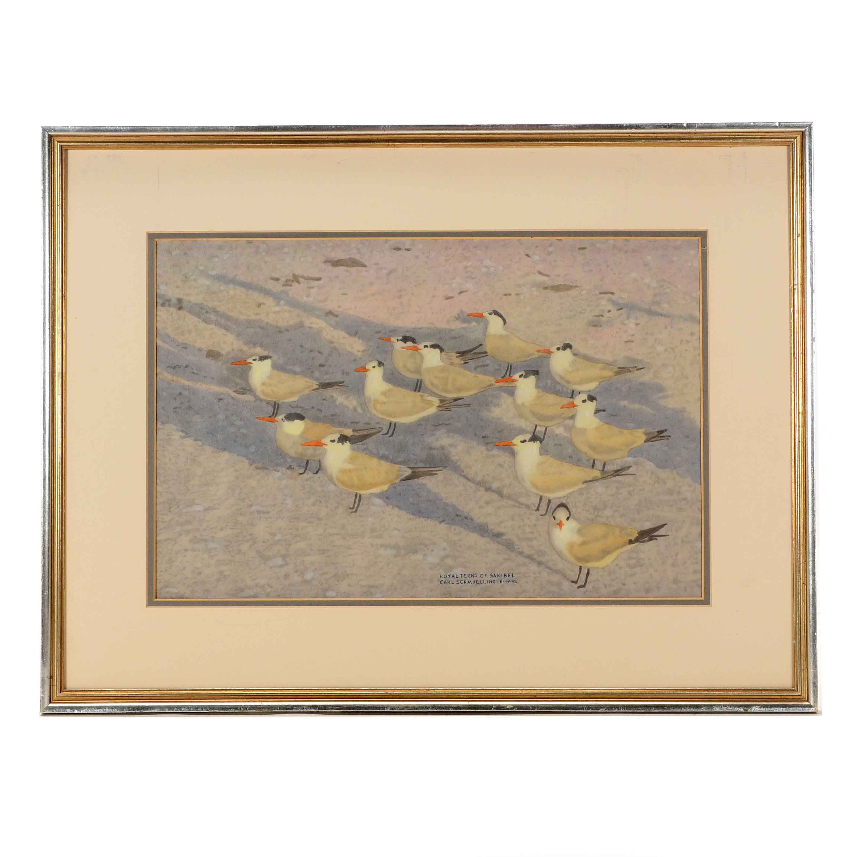 Carl Schmuelling Original Illustration "Royal Terns of Sanibel"