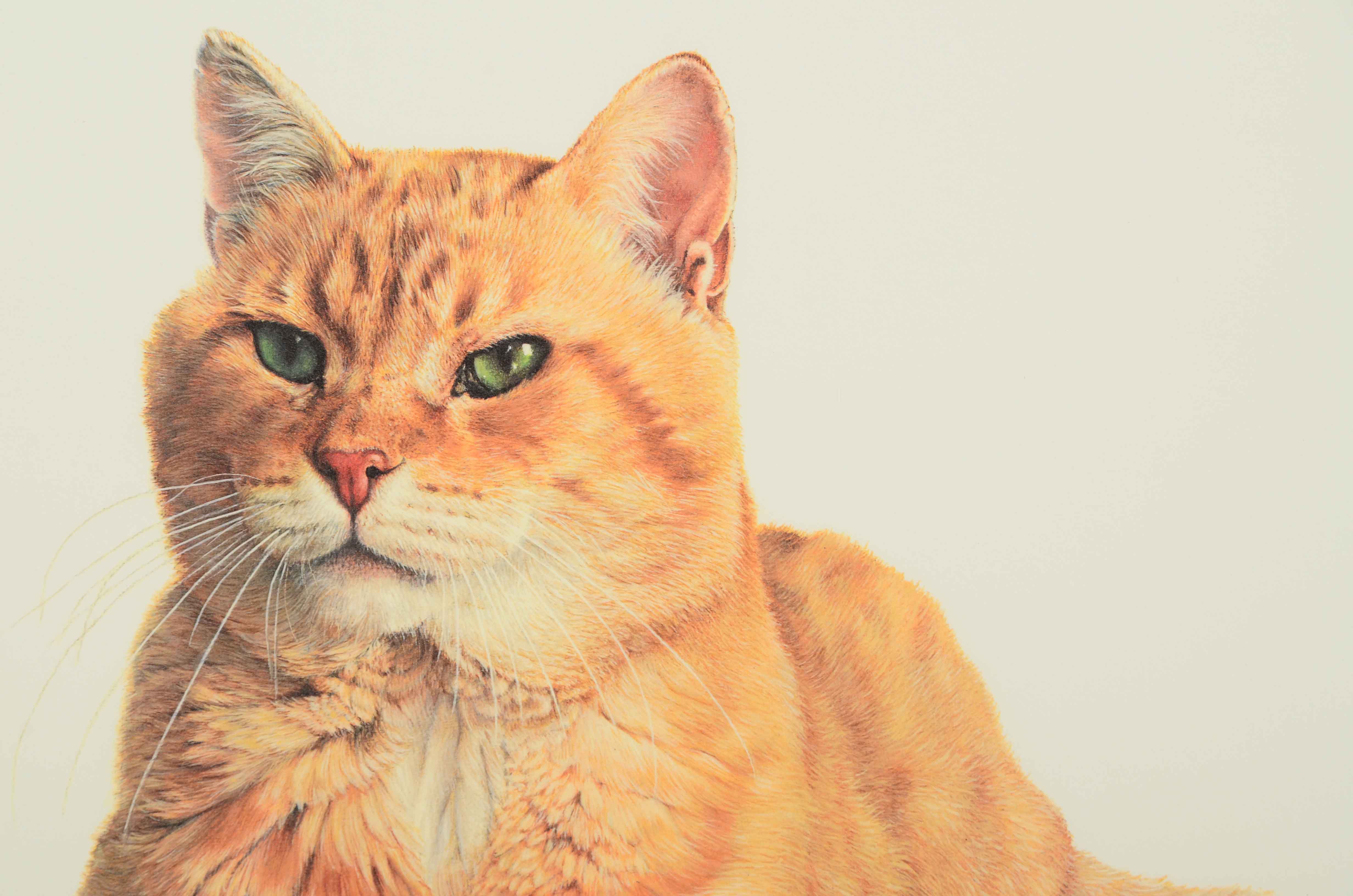 Charles Fracé Signed Offset Lithograph "Morris the Cat" with Original Paw Print