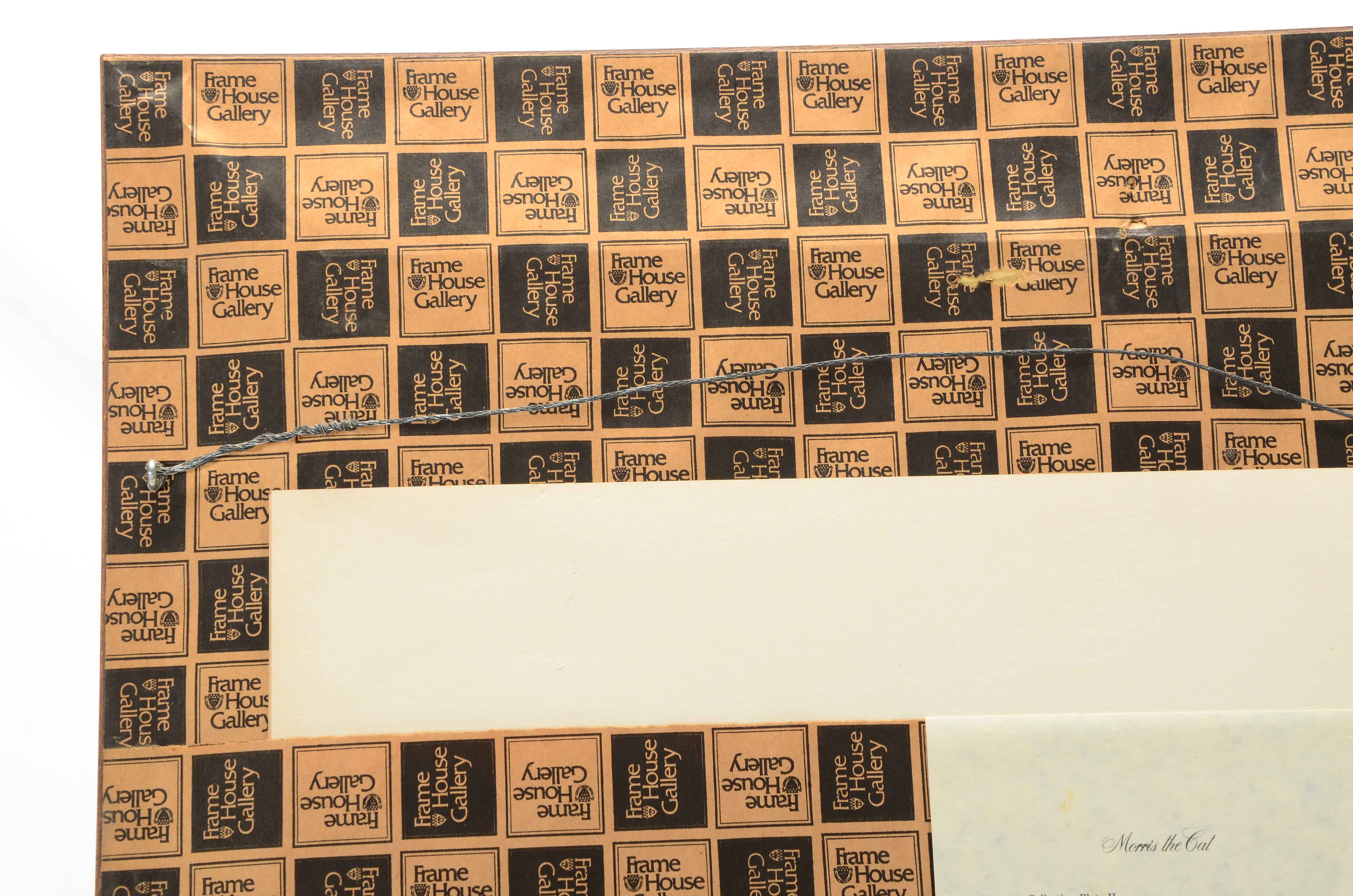 Charles Fracé Signed Offset Lithograph "Morris the Cat" with Original Paw Print