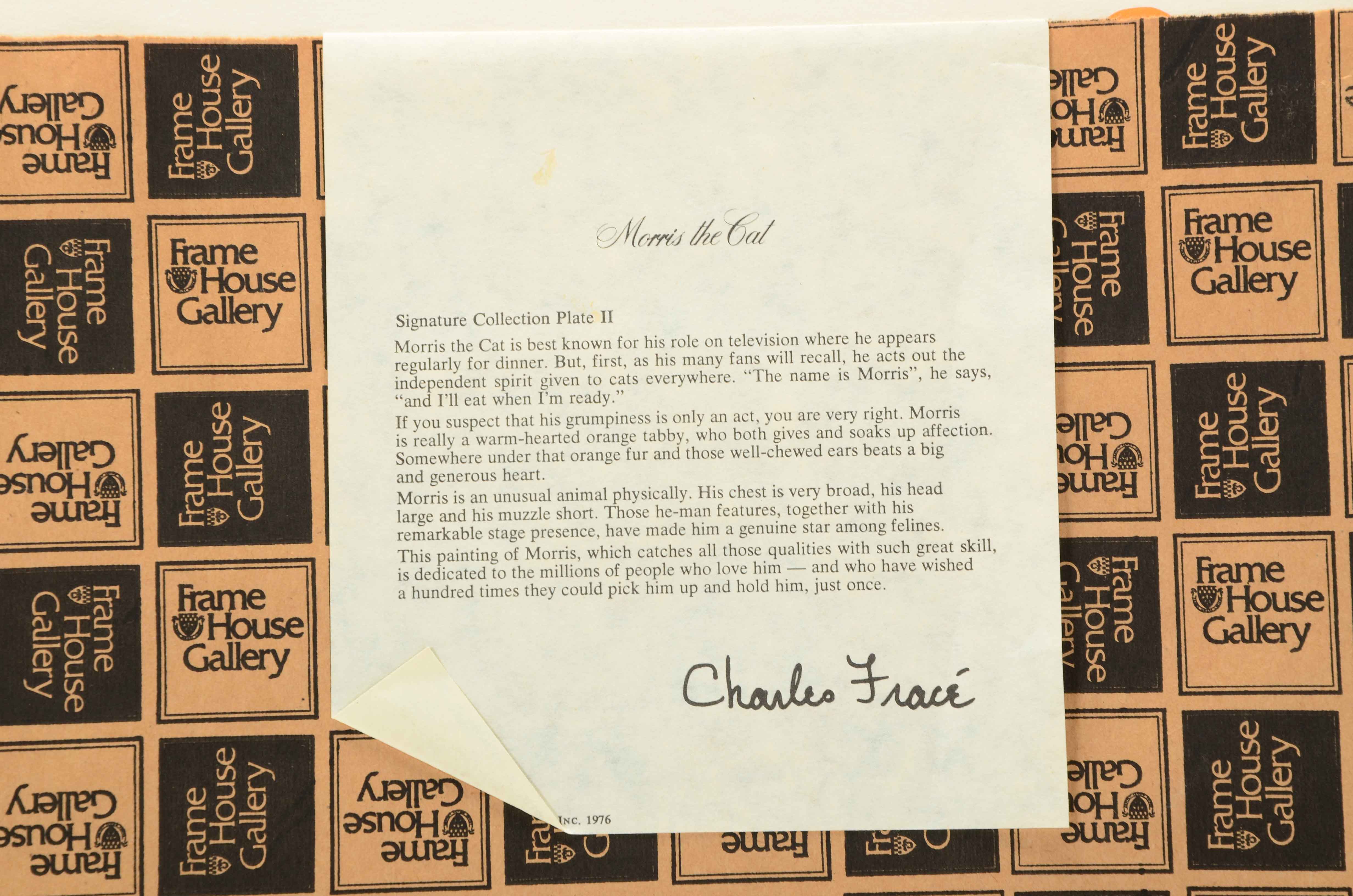 Charles Fracé Signed Offset Lithograph "Morris the Cat" with Original Paw Print