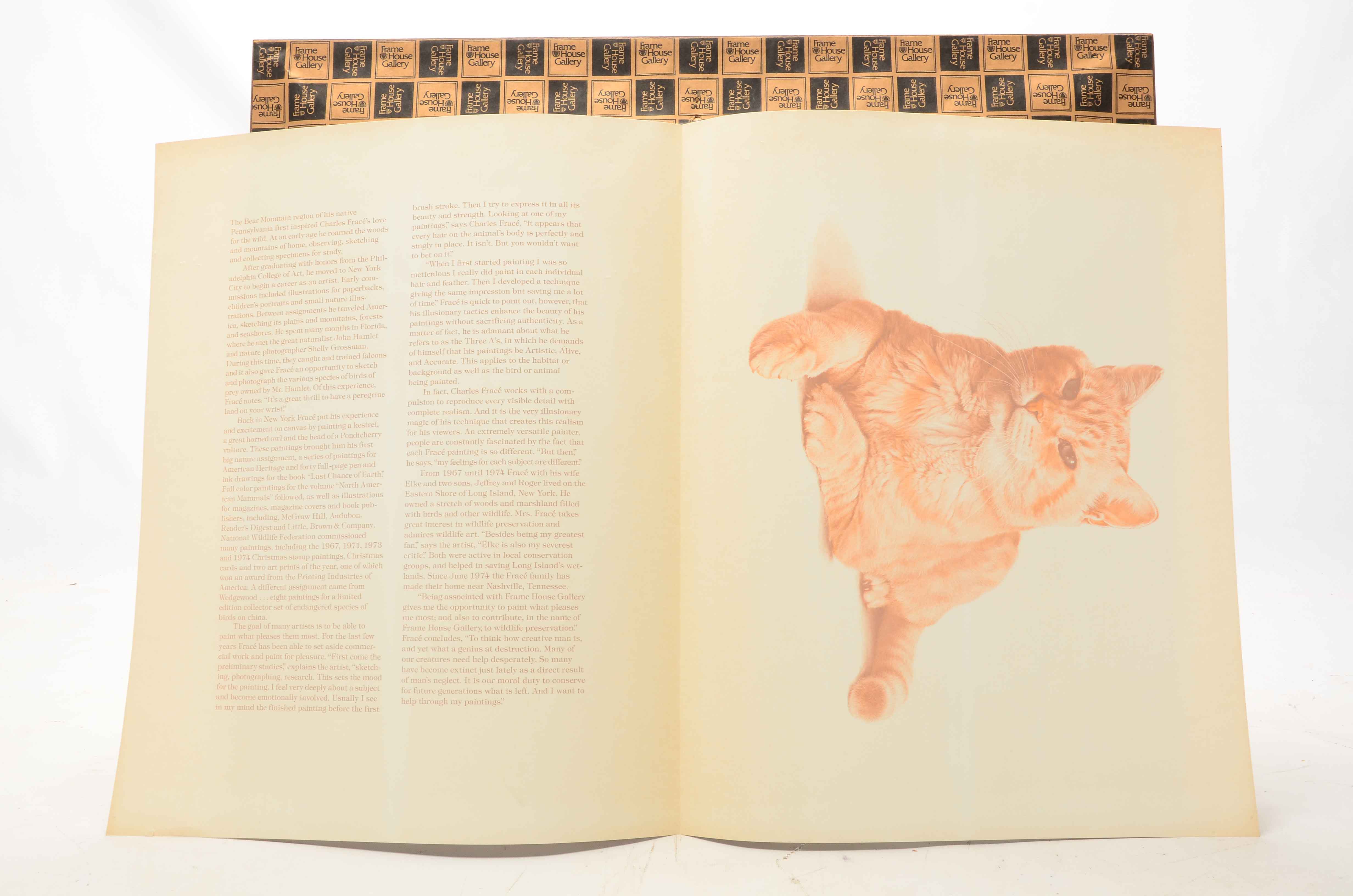 Charles Fracé Signed Offset Lithograph "Morris the Cat" with Original Paw Print