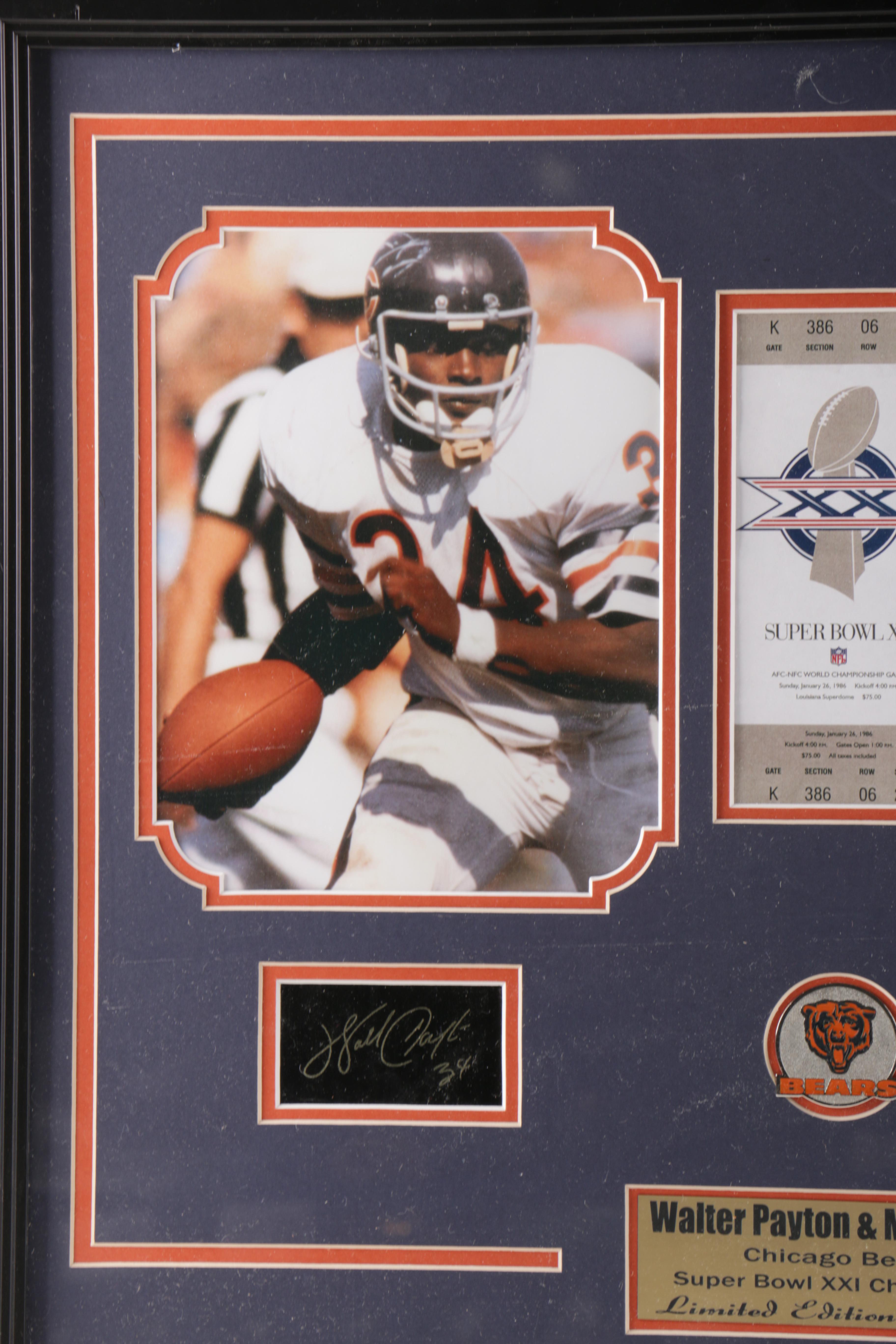 Limited Edition Chicago Bears Super Bowl XX Framed Print Display