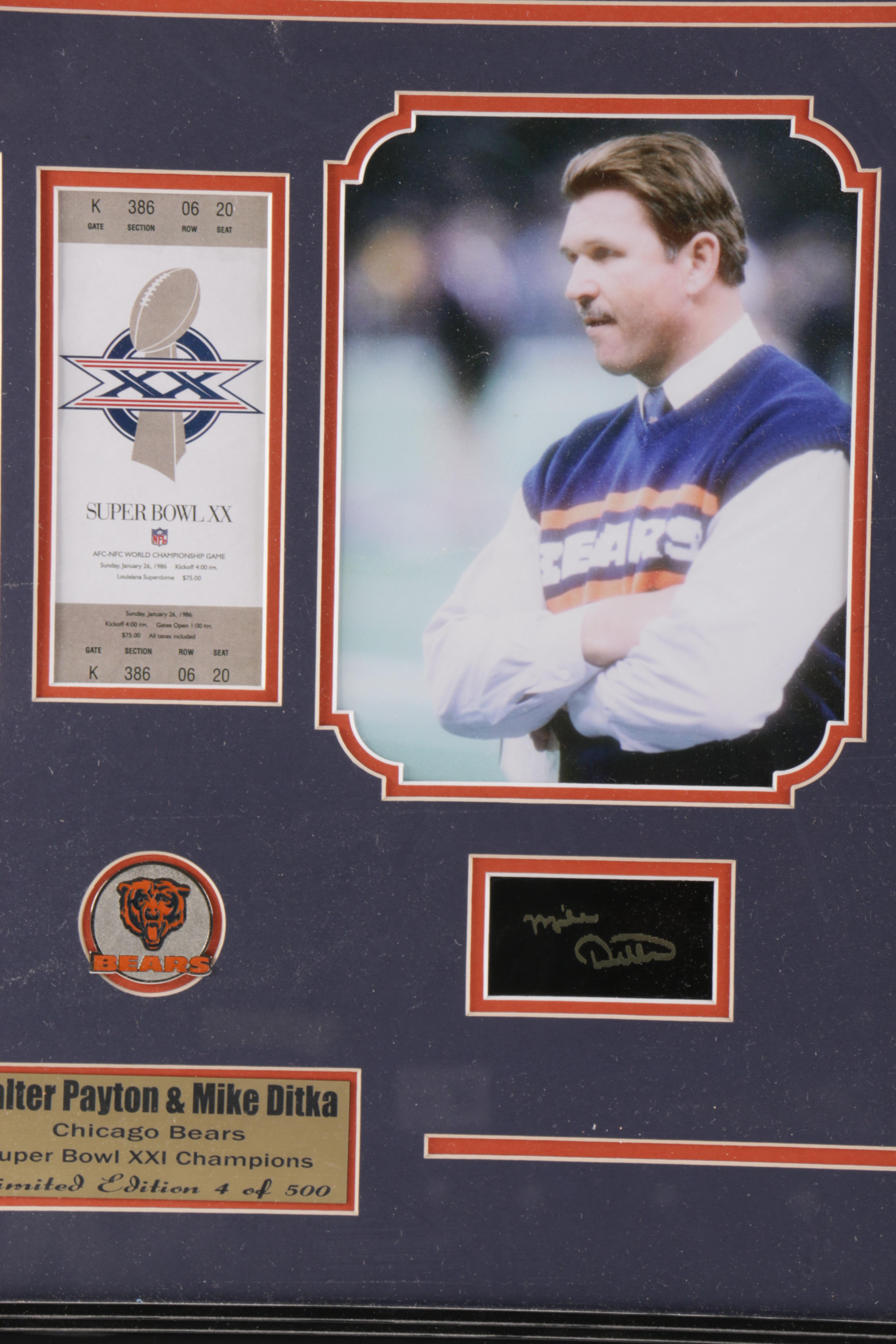 Limited Edition Chicago Bears Super Bowl XX Framed Print Display