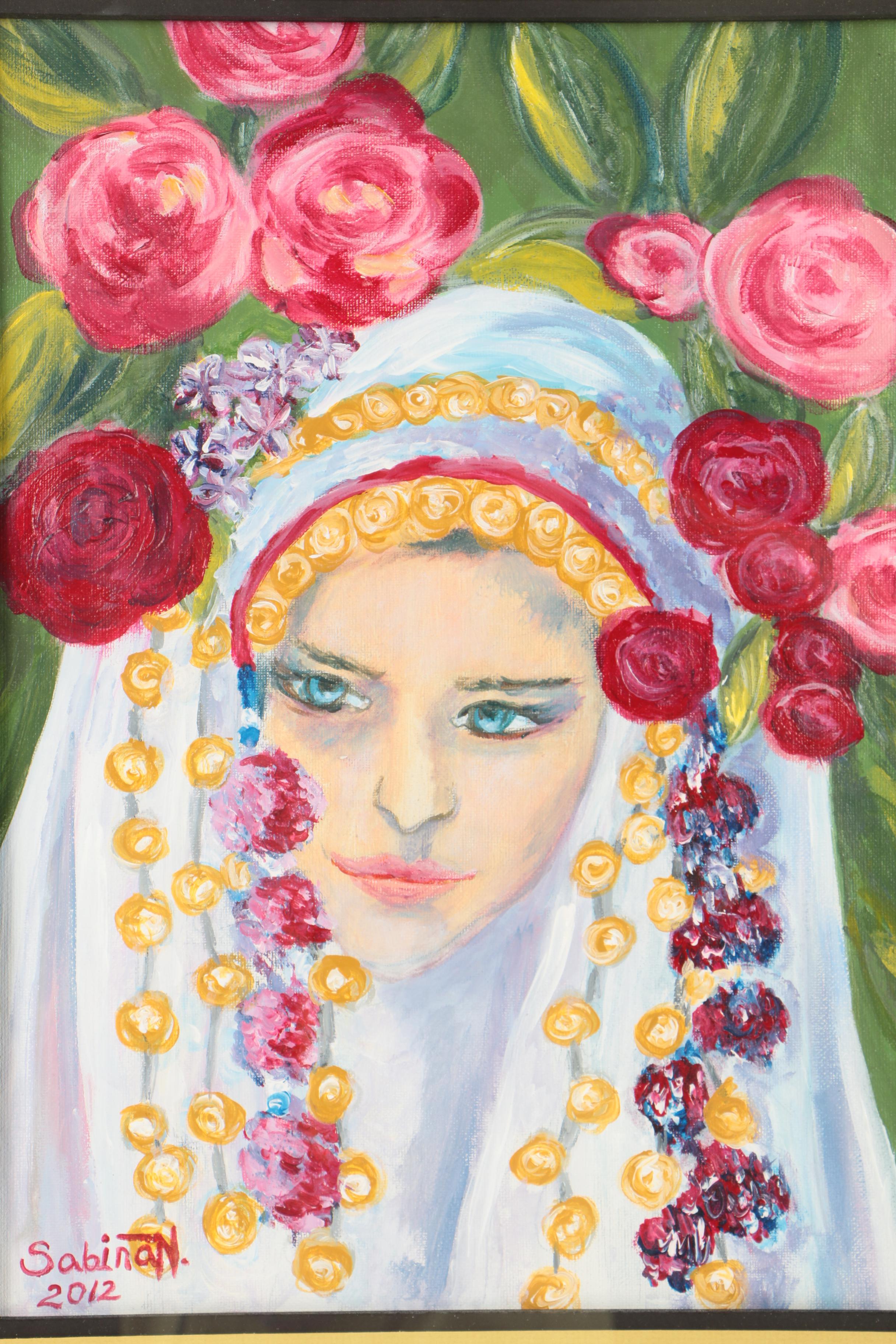 Sabina N. Oil Painting on Canvas Board of Portrait