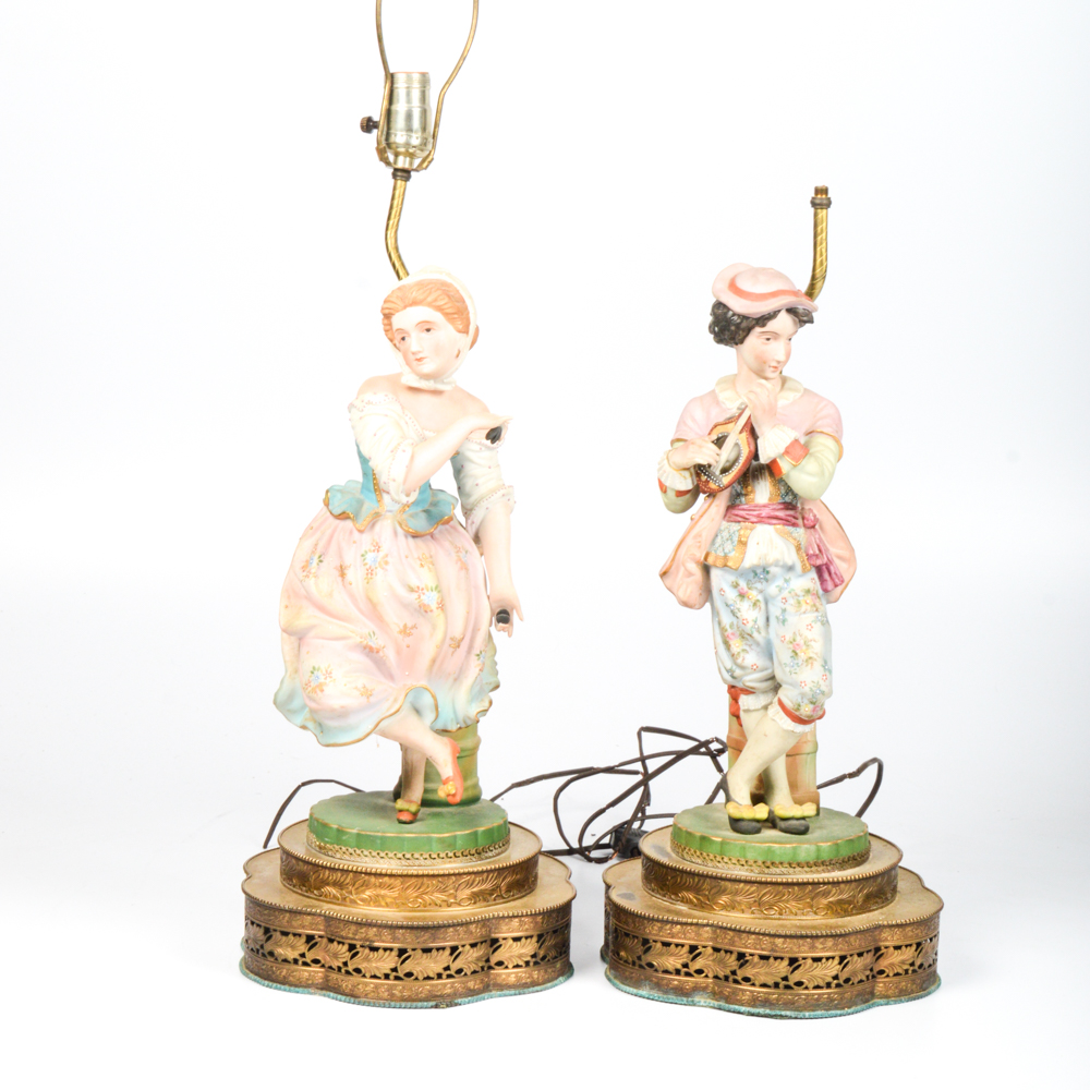Vintage Porcelain Figurine Table Lamps