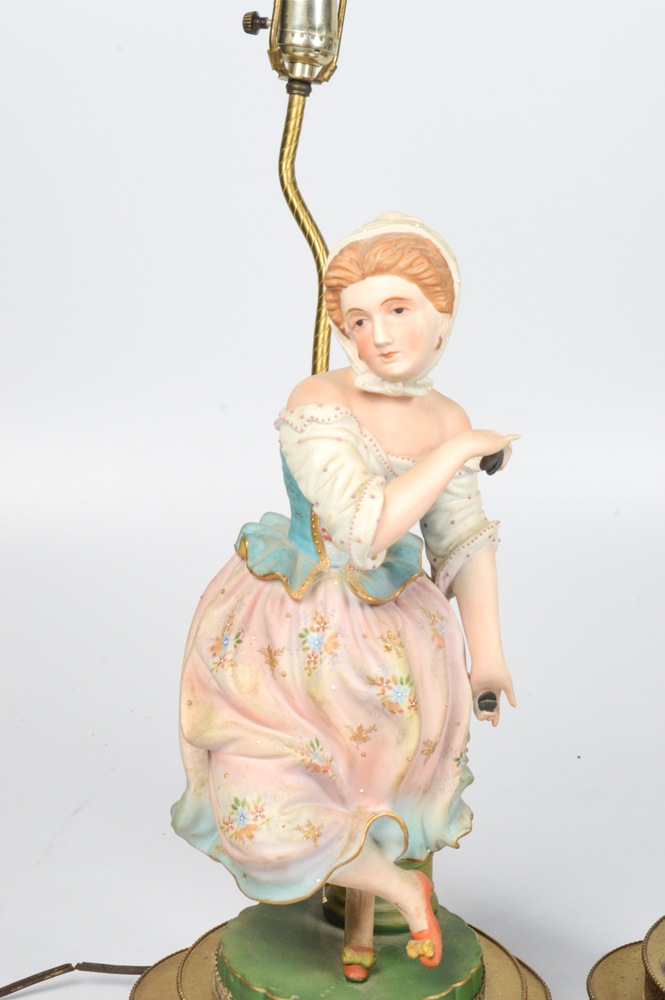 Vintage Porcelain Figurine Table Lamps