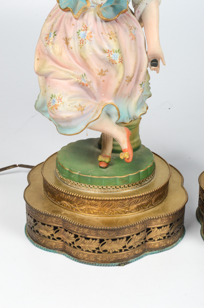 Vintage Porcelain Figurine Table Lamps