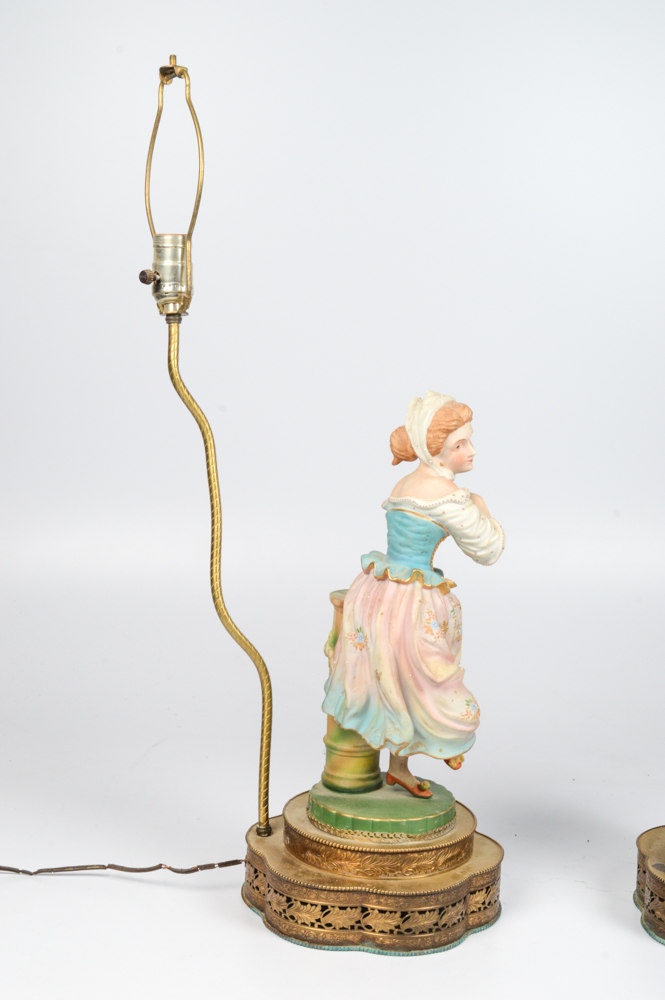 Vintage Porcelain Figurine Table Lamps