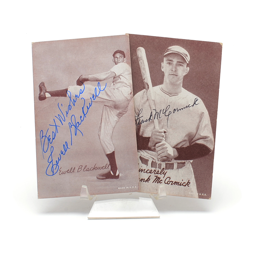 Reds Hall Of Fame Players Frank McCormick and Ewell Blackwell Signed Cards