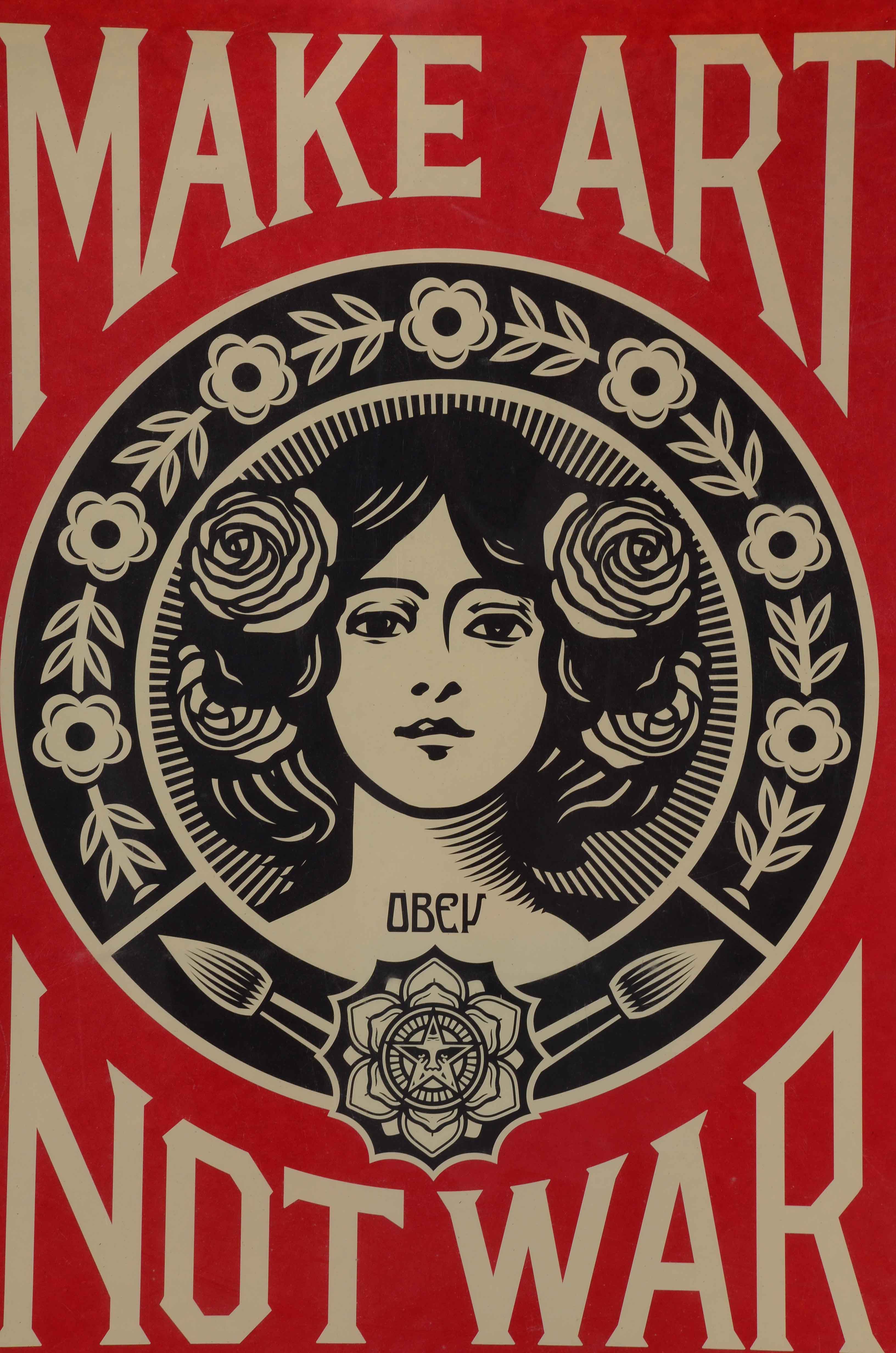 Shepard Fairey Signed 2017 Open Edition Offset Poster "Make Art Not War"