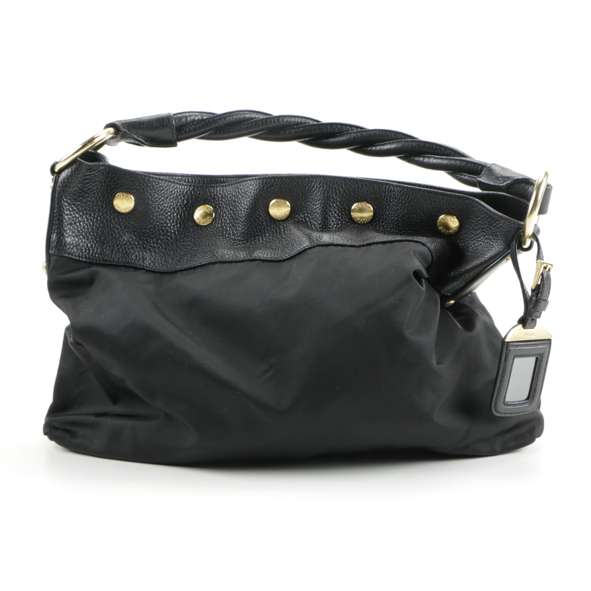 Prada Black Nylon and Leather Handbag