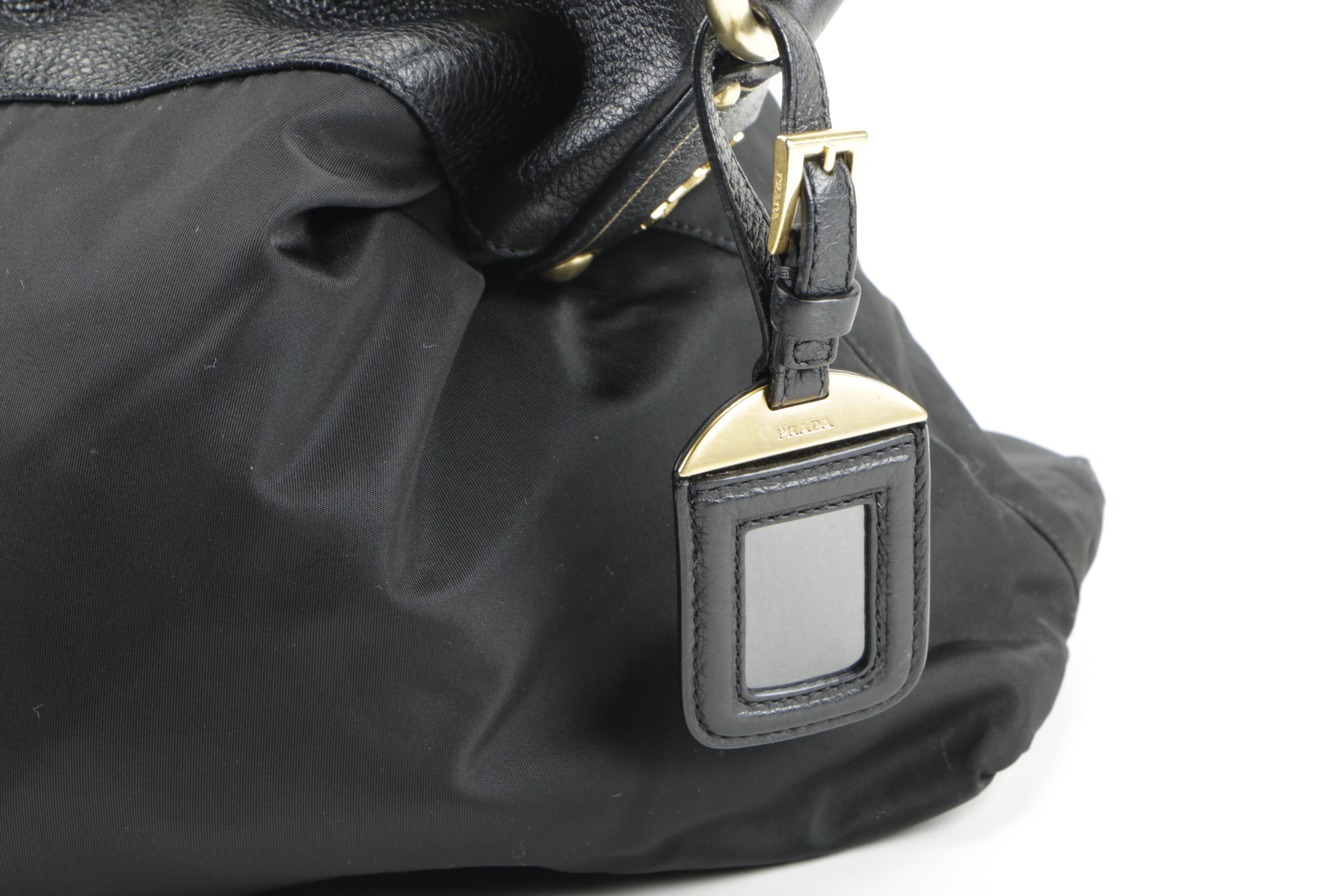Prada Black Nylon and Leather Handbag