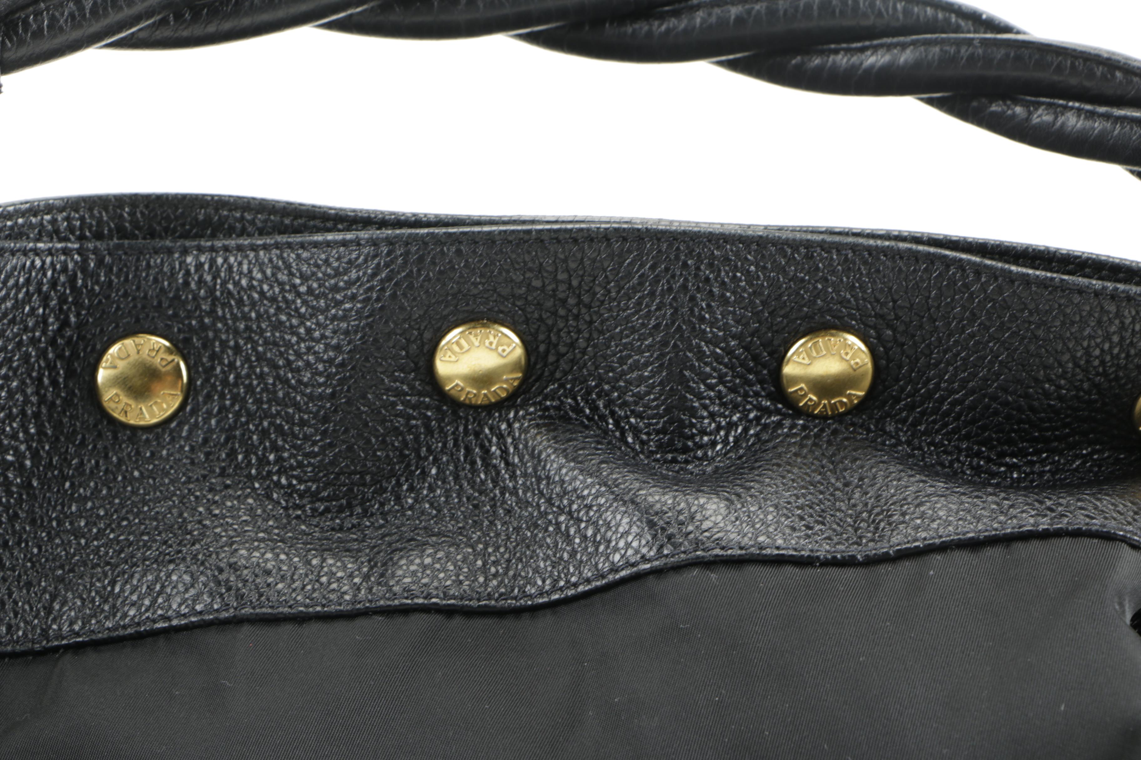 Prada Black Nylon and Leather Handbag