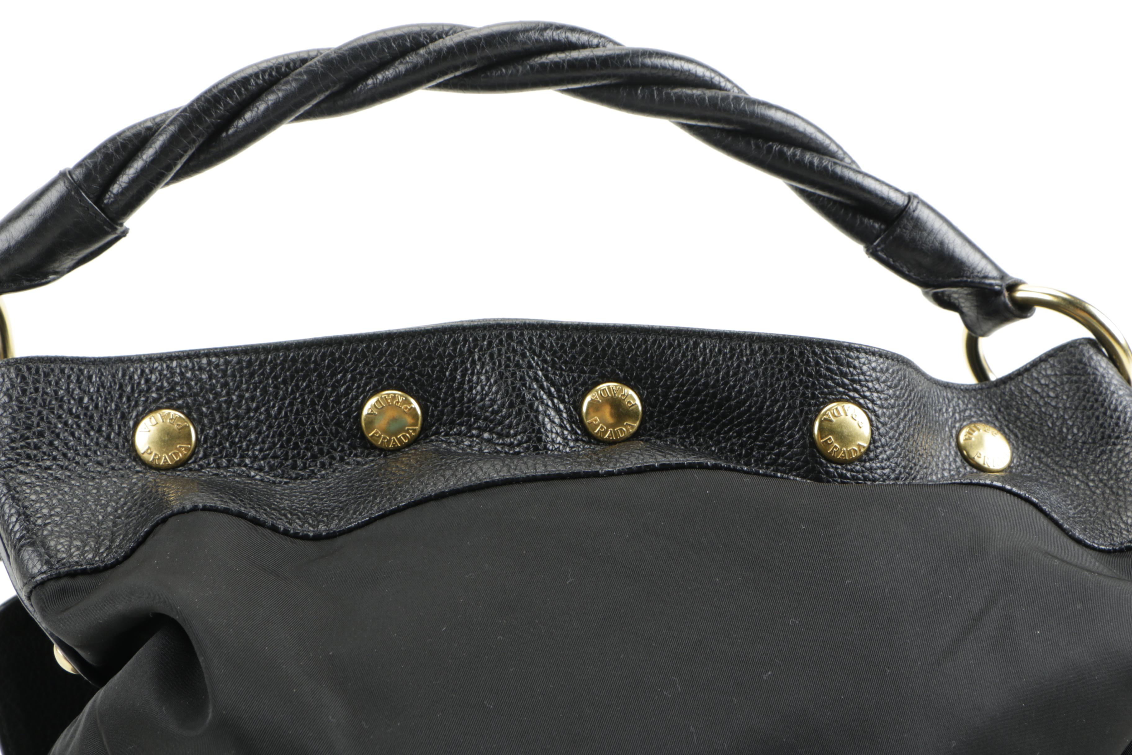 Prada Black Nylon and Leather Handbag