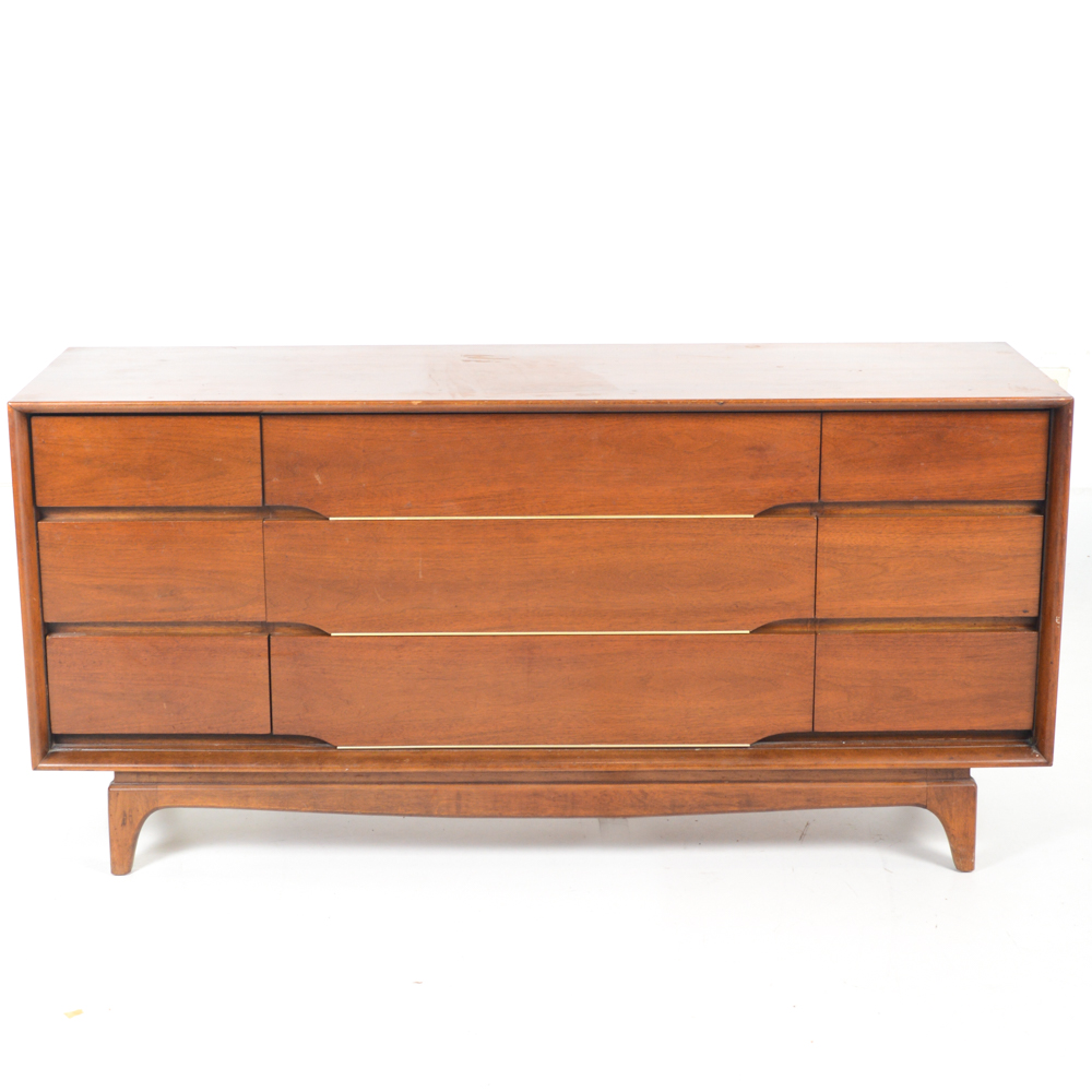 Mid Century Modern Dresser With Wall Mirror by Kent-Coffey
