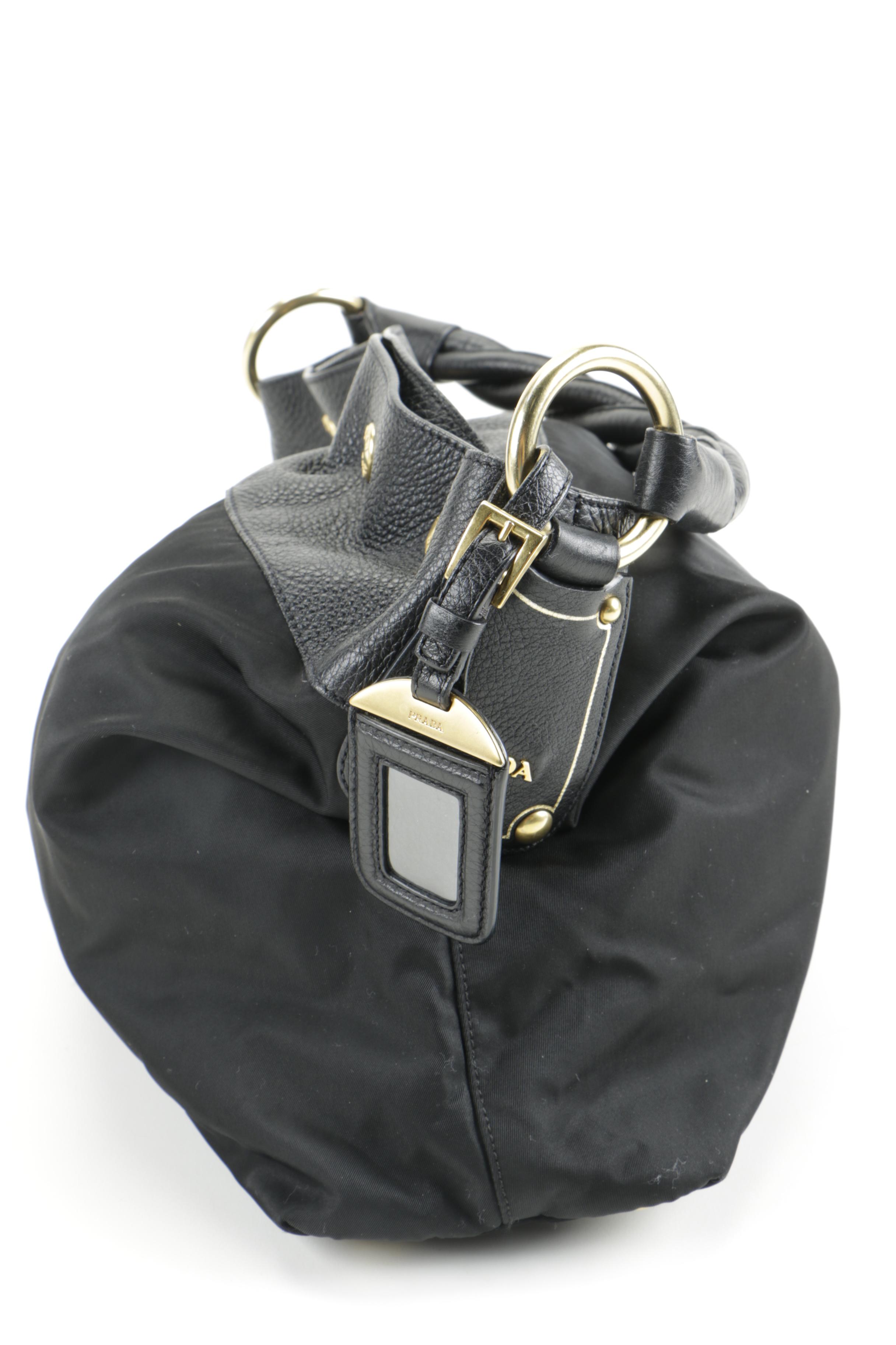 Prada Black Nylon and Leather Handbag