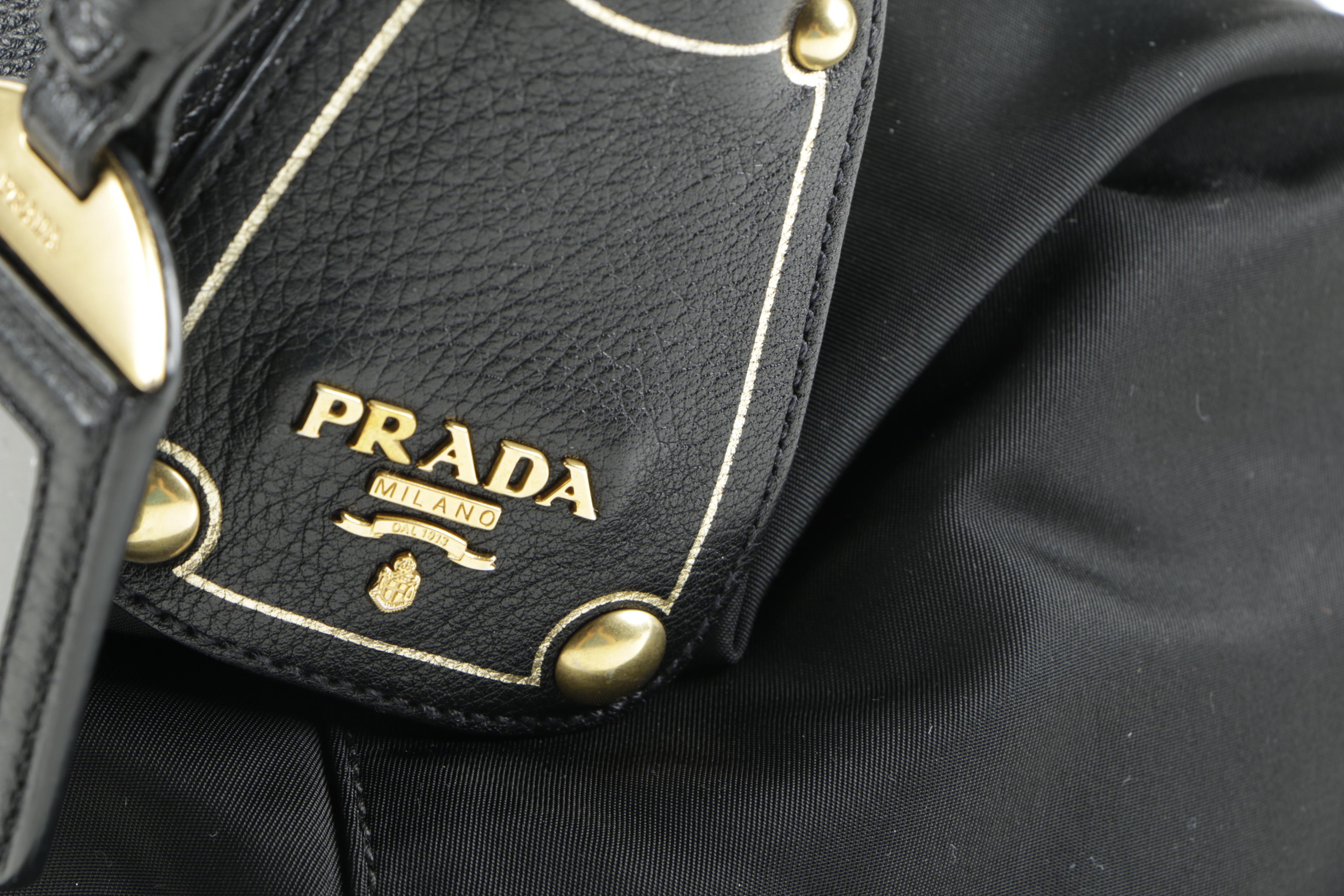 Prada Black Nylon and Leather Handbag