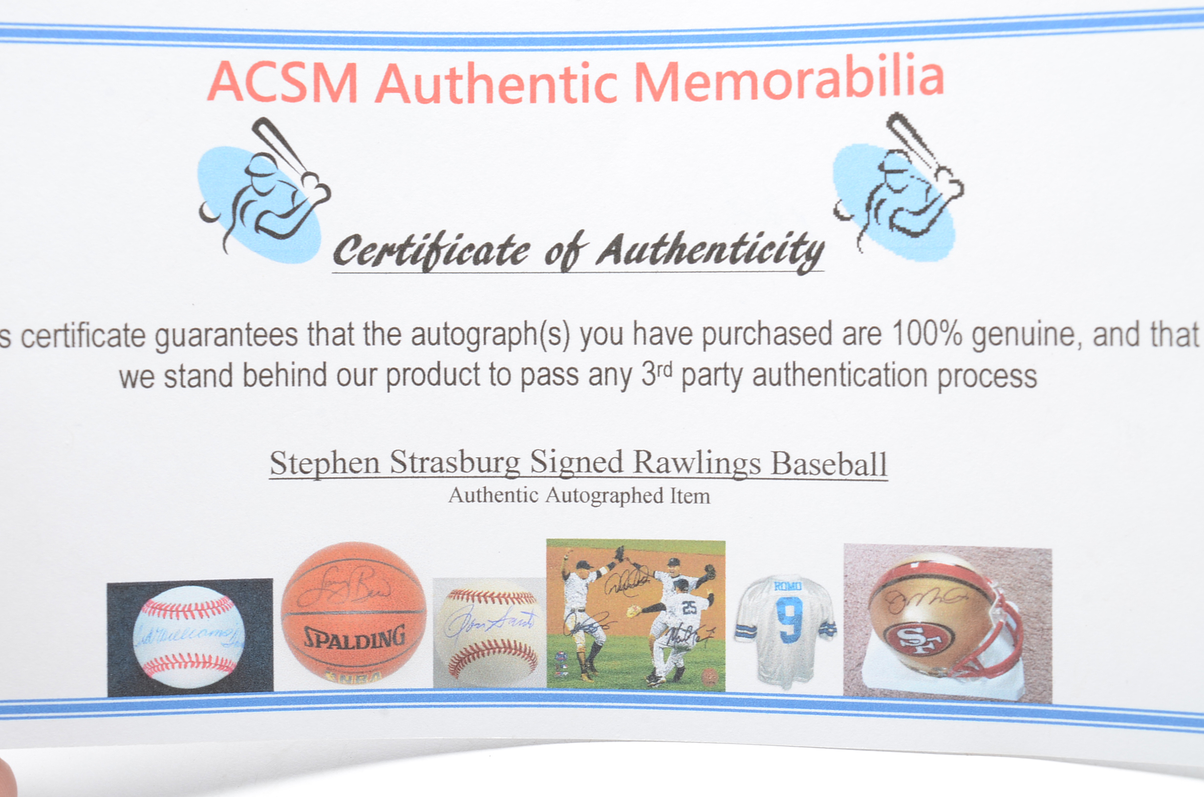 Steven Strasburg Signed Baseball  COA