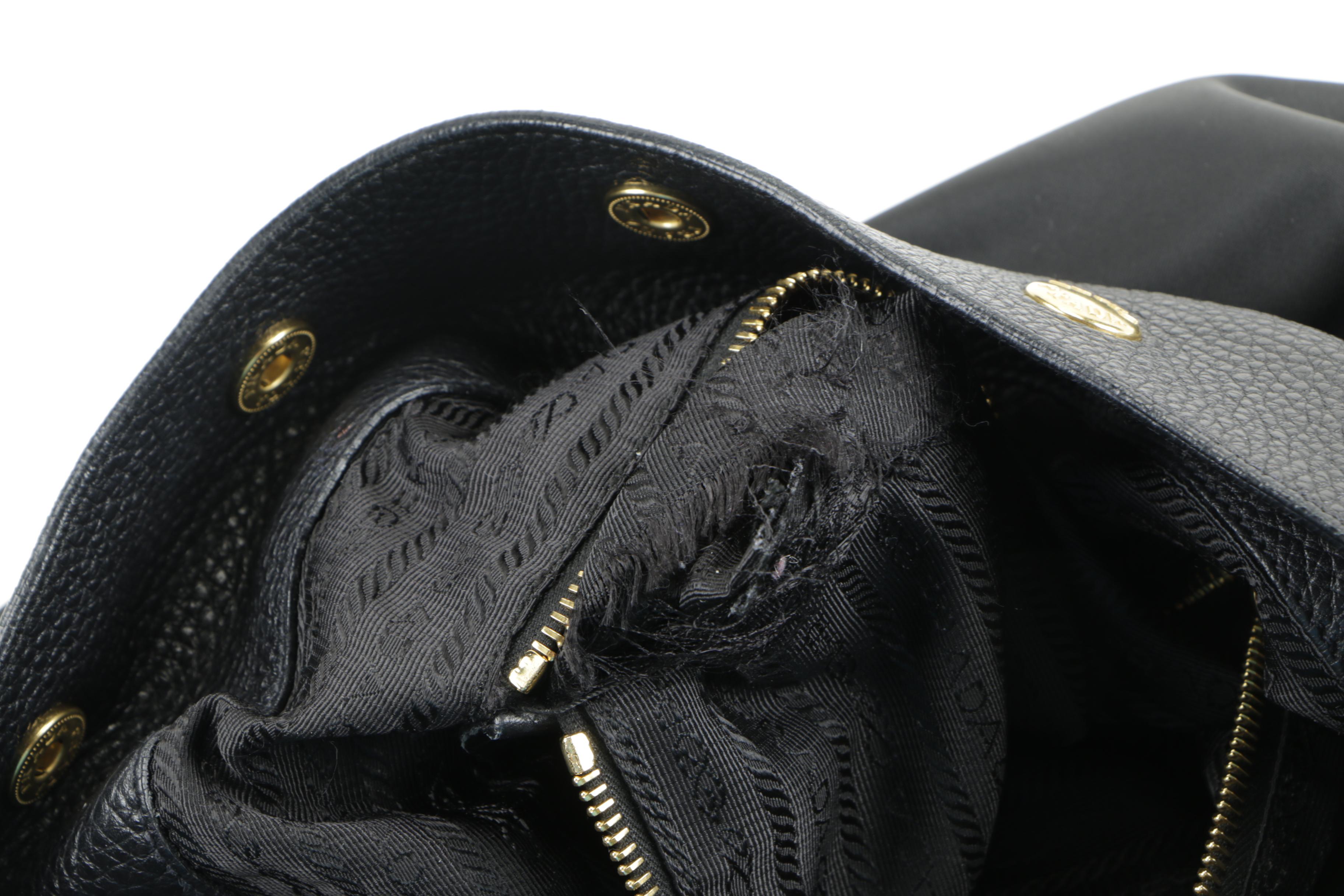 Prada Black Nylon and Leather Handbag